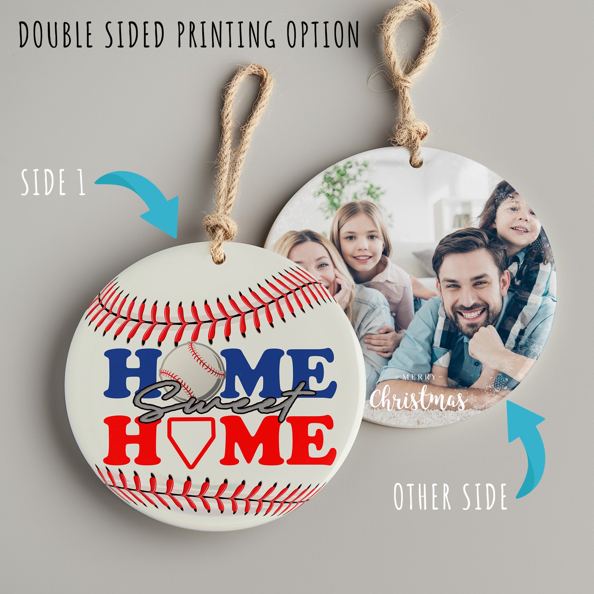 Personalized "Home Sweet Home" Baseball Ceramic Ornament – Perfect for Sports Enthusiasts and Gift Giving - Image 8