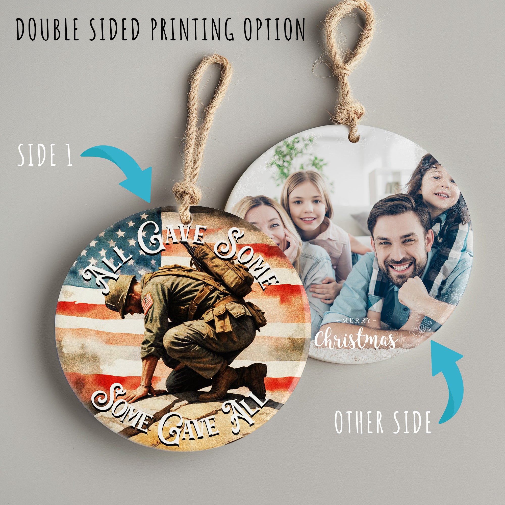 Personalized Military Tribute Ceramic Ornament - "All Gave Some, Some Gave All" Keepsake with American Flag Design - Image 8