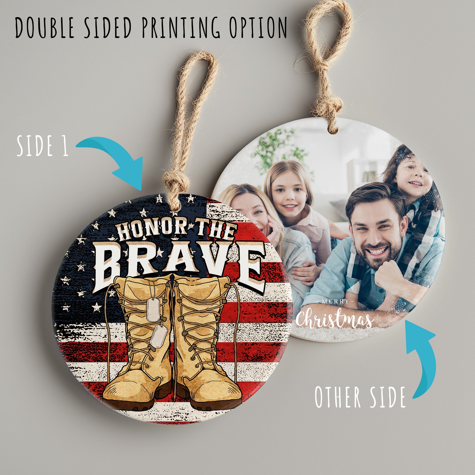 Personalized "Honor the Brave" Ceramic Ornament - Handmade Military Tribute, Perfect for Veterans & Memorial Gifts - Image 8