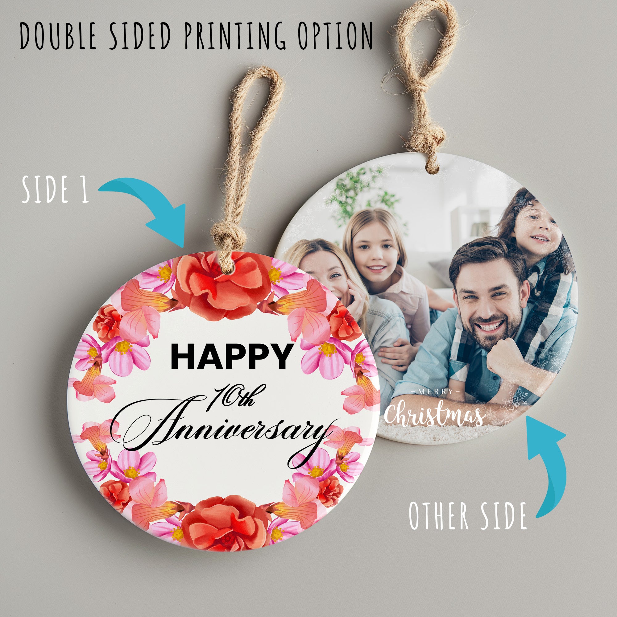 Celebrate Milestones with Our Personalized 10th Anniversary Ceramic Ornament - Perfect Handmade Gift for Loved Ones - Image 8