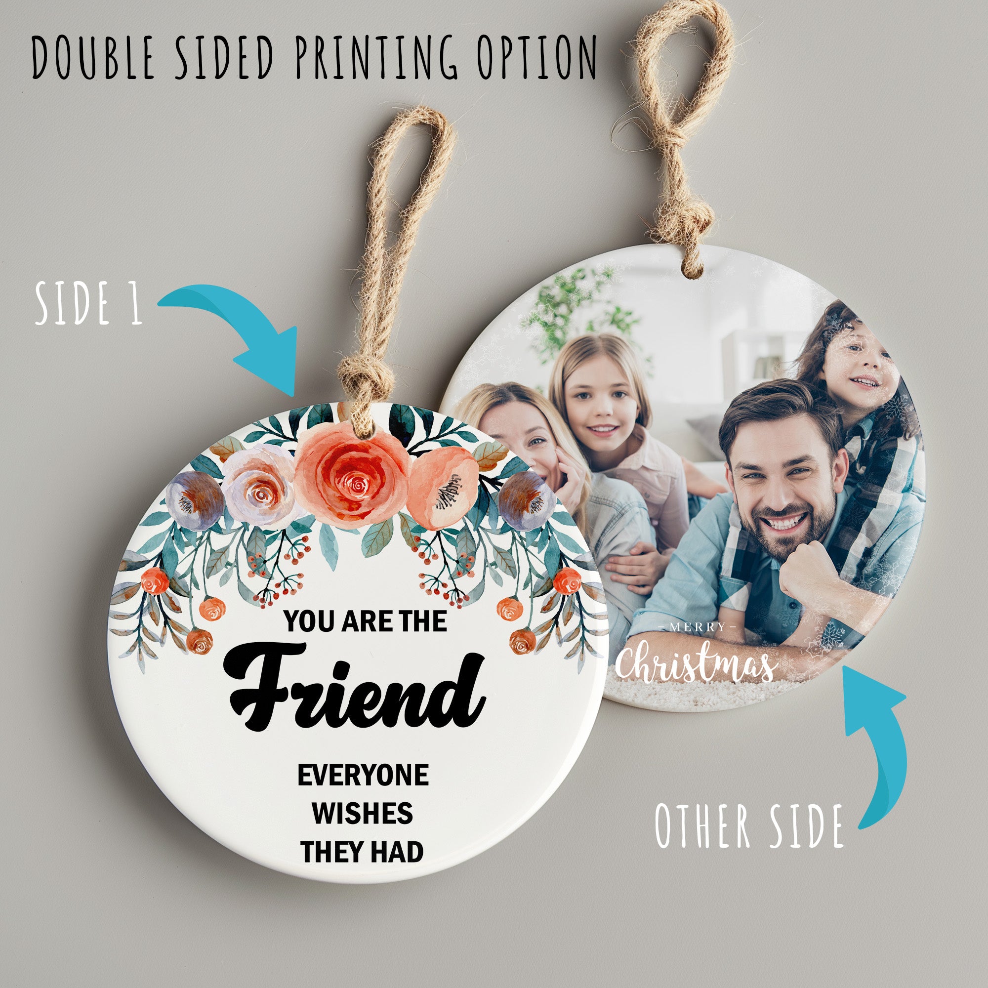Personalized Floral Friendship Ceramic Ornament - Perfect Handmade Gift with Heartfelt Message - Image 8