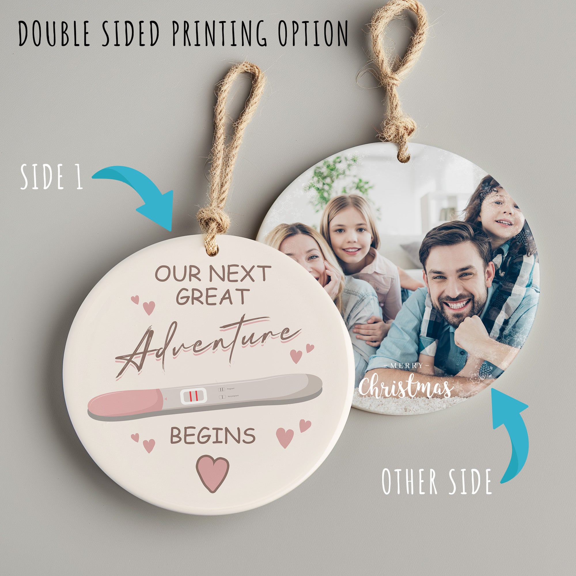 Personalized Pregnancy Announcement Ceramic Ornament - Handmade Keepsake with Heartfelt Design - Image 8