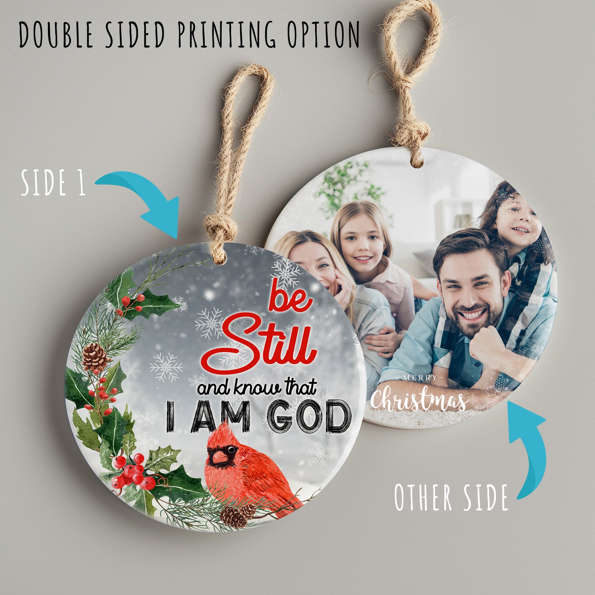Personalized Ceramic Ornament with Holiday Cardinal - "Be Still and Know" - Perfect Christmas Decoration and Gift - Image 8