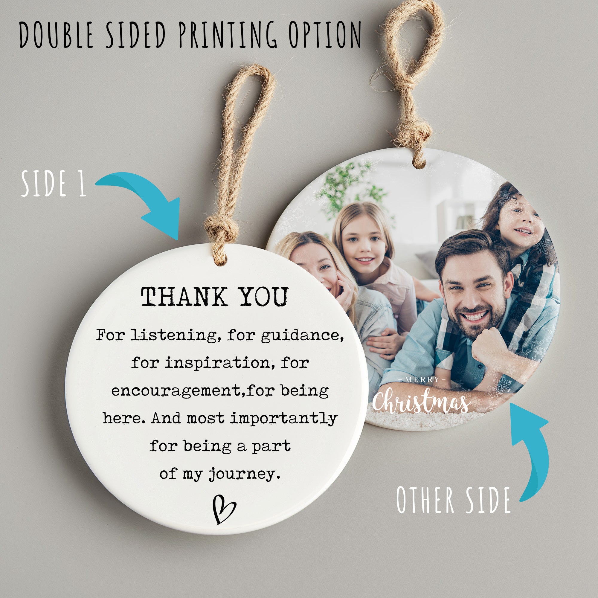 Personalized Thank You Ceramic Ornament – Heartfelt Appreciation Gift for Friends, Family, and Mentors - Image 8