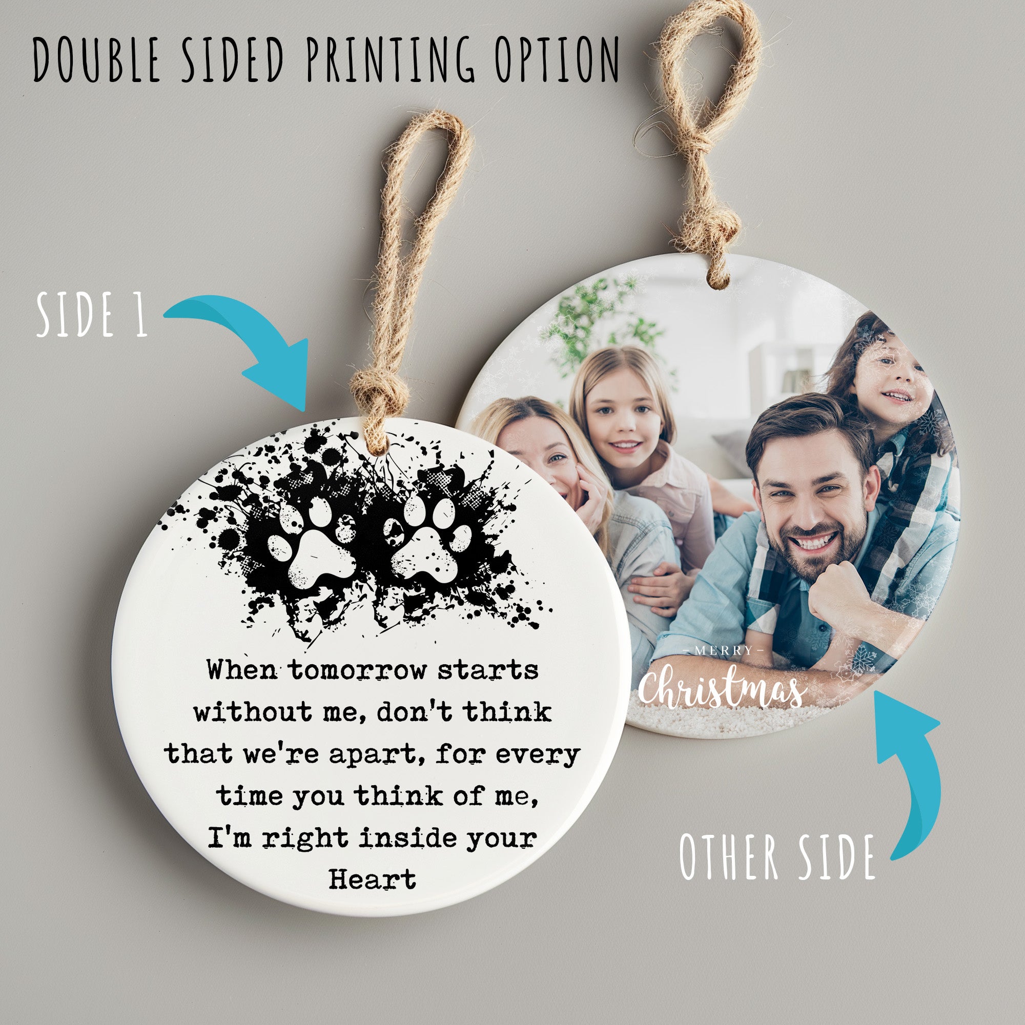 Personalized Pet Memorial Ceramic Ornament - Heartfelt Pet Loss Keepsake Gift with Paw Print Design - Image 8