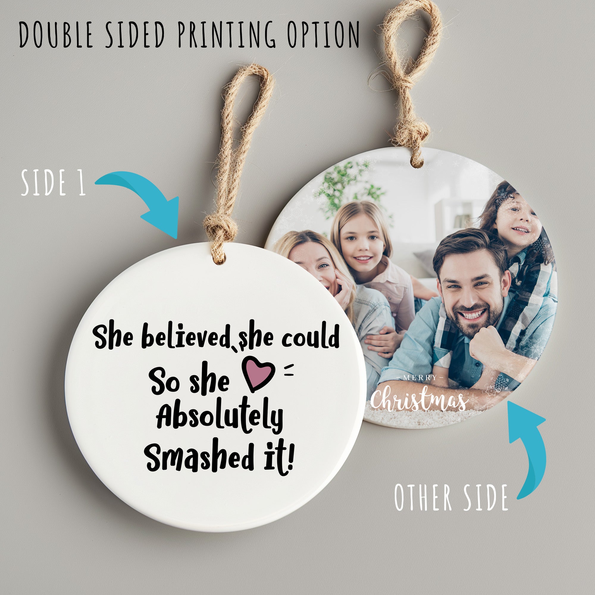Personalized Inspirational Ceramic Ornament for Women – "She Believed, She Could" – Unique Handmade Gift for Empowerment - Image 8