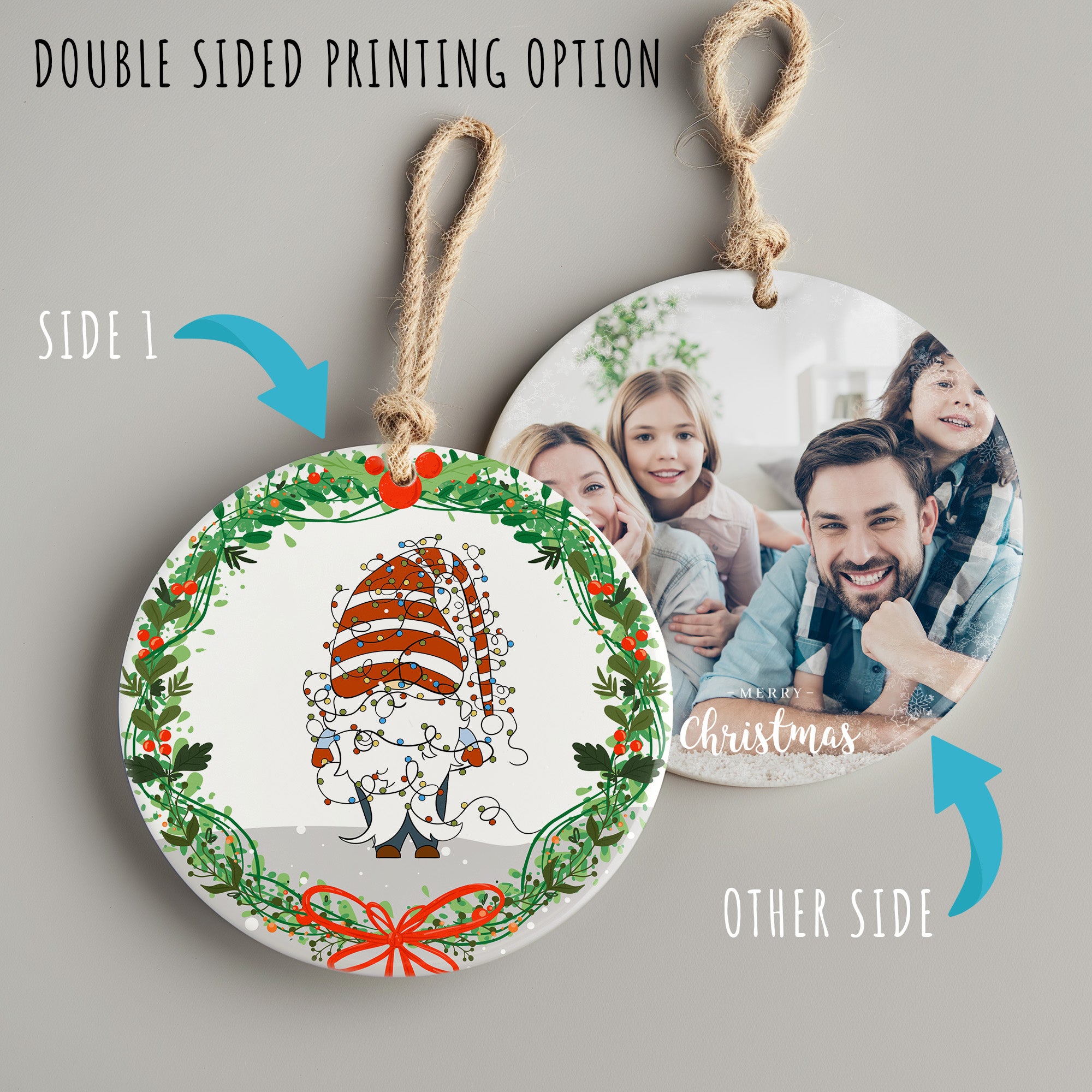 Personalized Holiday Gnome Ceramic Ornament - Customizable Christmas Keepsake for Festive Cheer - Image 8