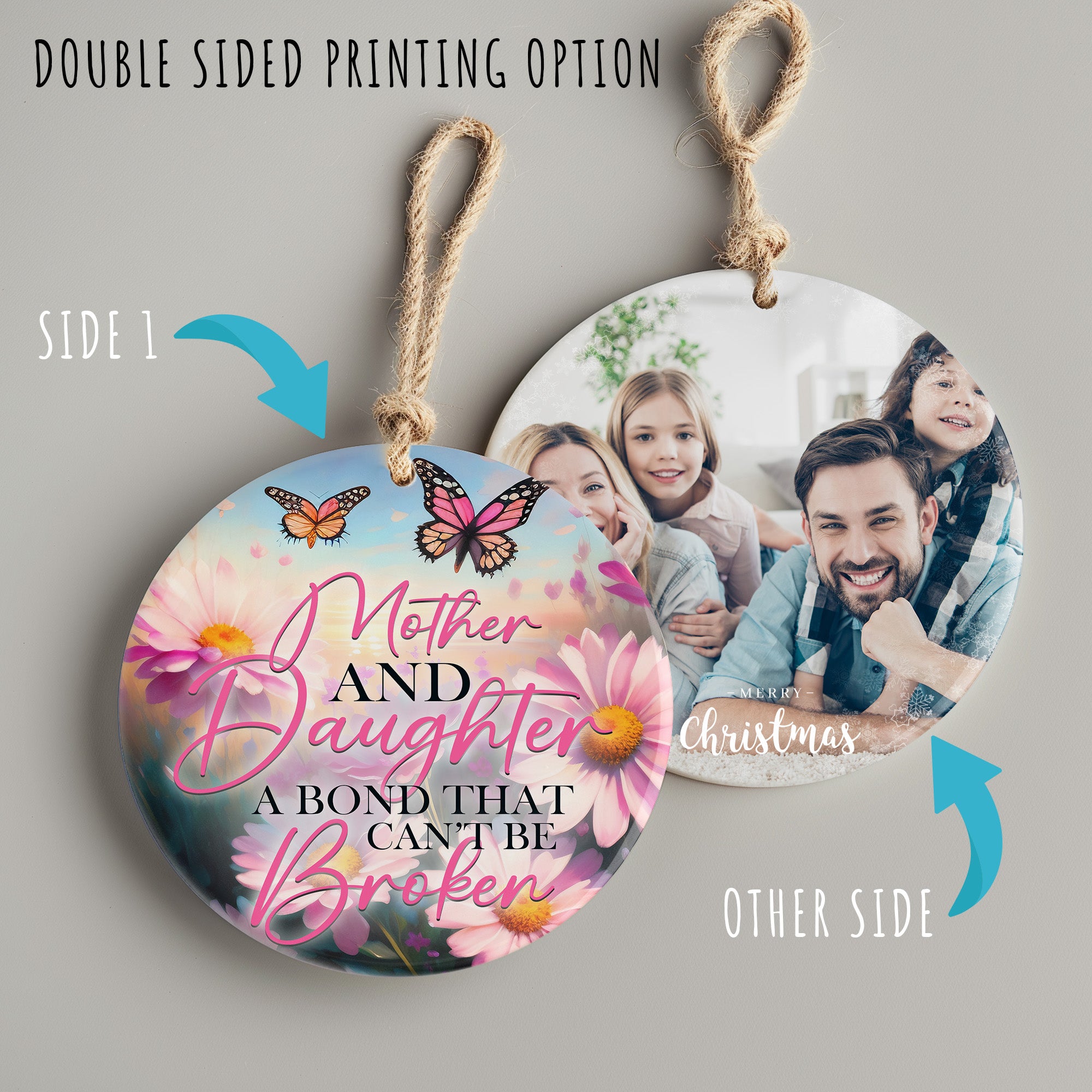 Personalized Mother and Daughter Ceramic Ornament – Handcrafted Floral Design with Heartfelt Message for Unbreakable Bonds - Image 8