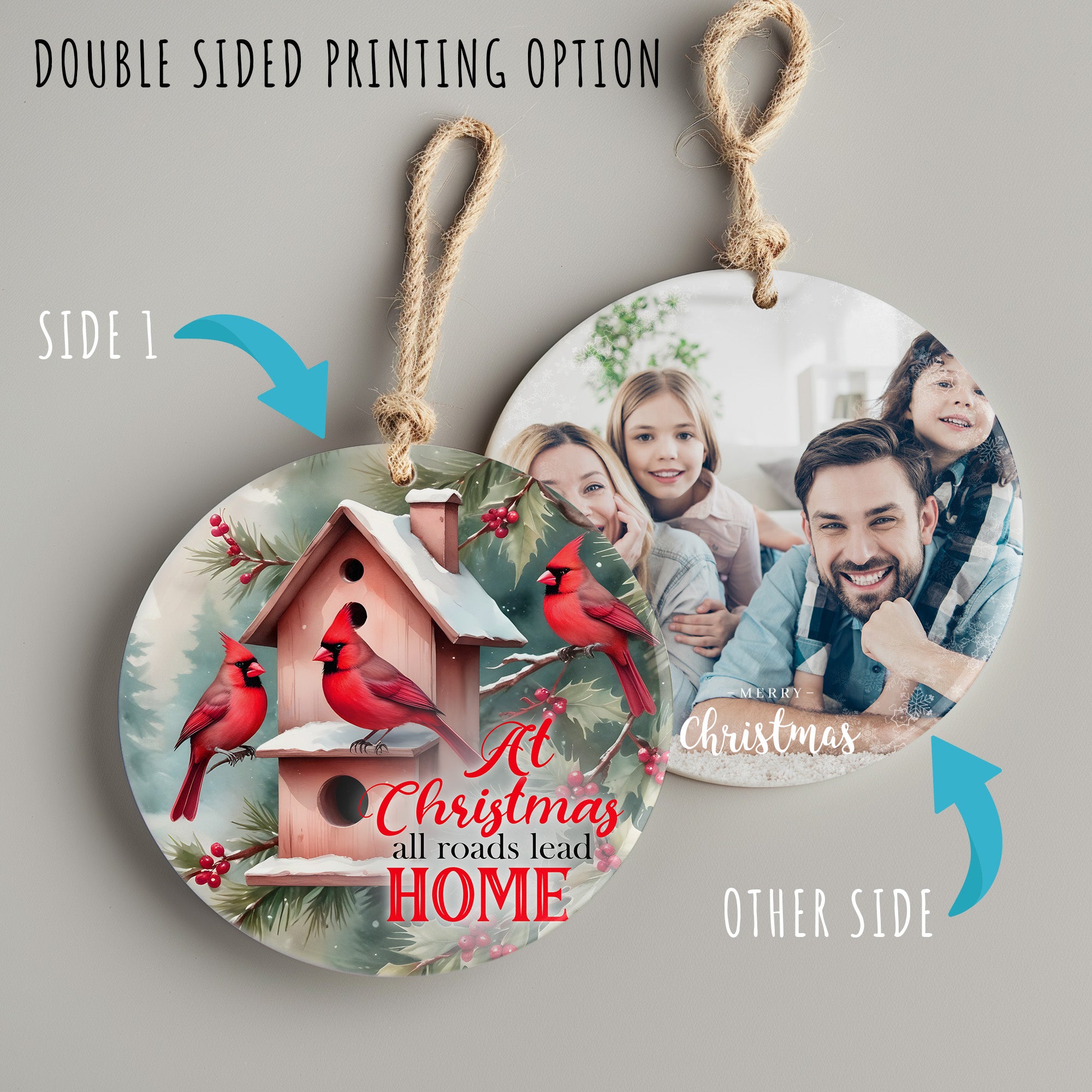 Personalized Christmas Ceramic Ornament with Cardinals - Handcrafted Holiday Décor and Gift Keepsake - Image 8
