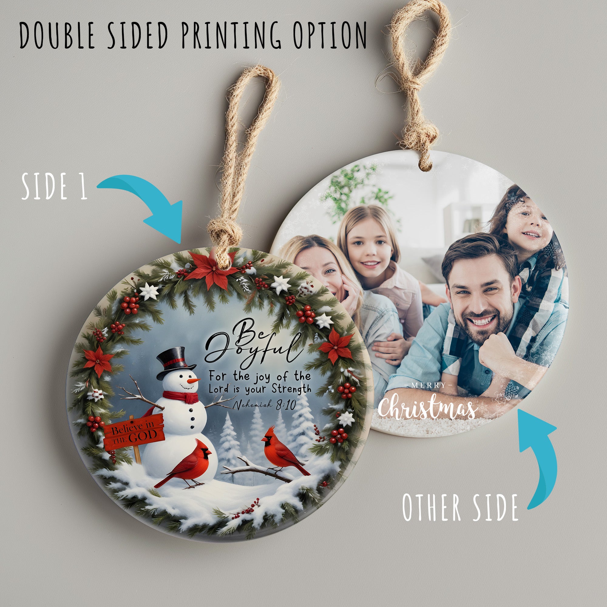 Personalized Handmade Joyful Snowman Ceramic Ornament - Perfect Holiday Gift with Biblical Inspiration - Image 8