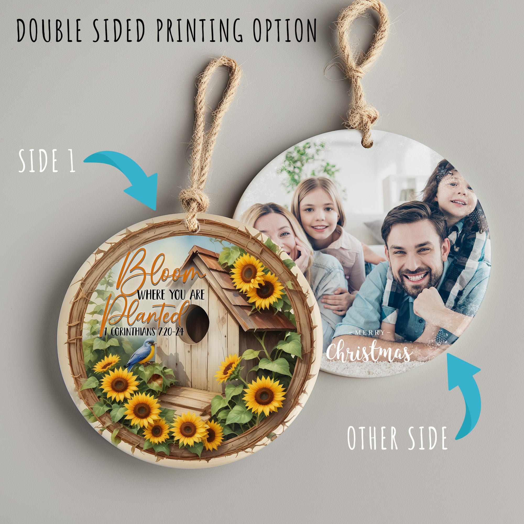 Personalized Sunflower and Birdhouse Ceramic Ornament – Inspirational Home Décor Gift with Customizable Message - Image 8