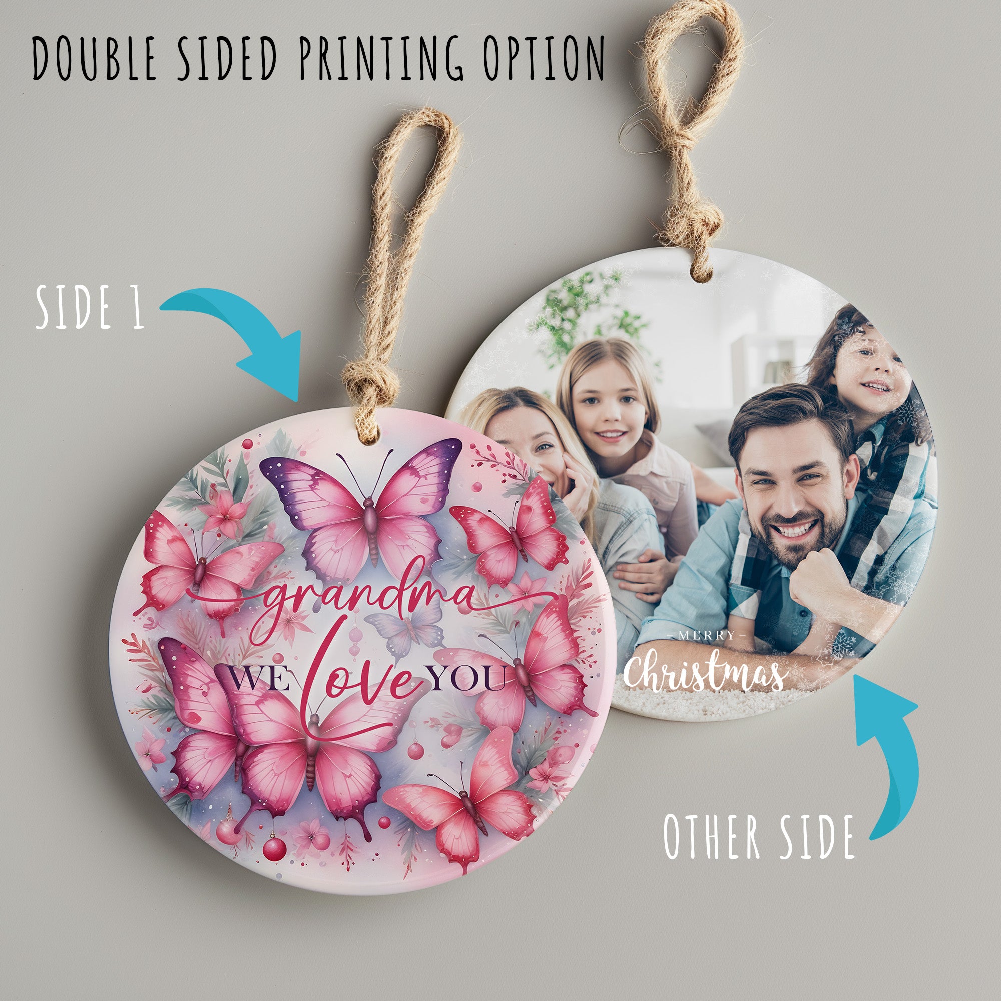 Personalized "Grandma, We Love You" Ceramic Ornament - Handcrafted Butterfly Design for Lasting Memories and Heartfelt Gift-Giving - Image 8