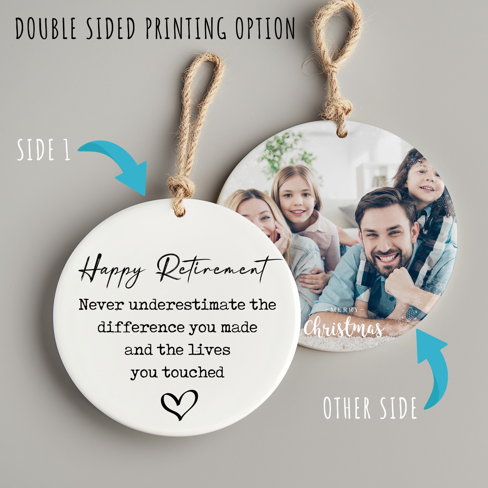 Personalized Happy Retirement Ceramic Ornament - Handmade Gift for Loved Ones, Crafted with Love and Attention to Detail - Image 8