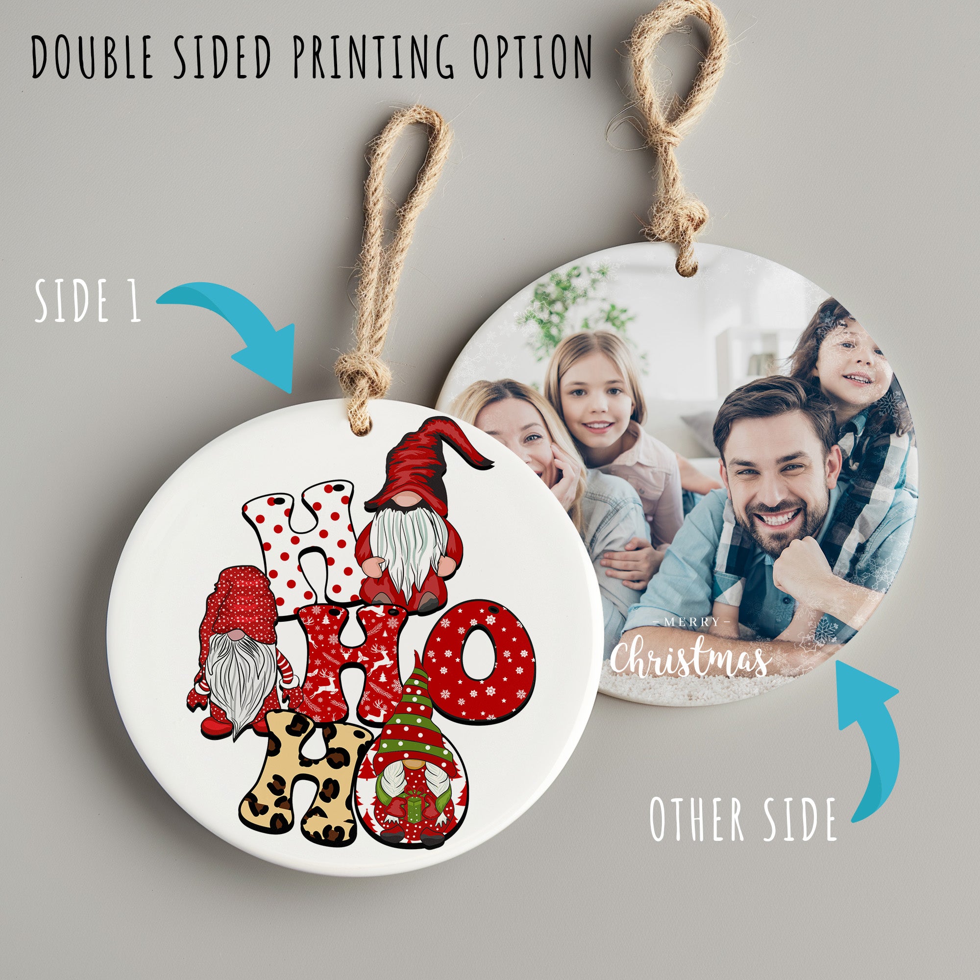 Personalized Santa Gnome Ceramic Ornament - Festive Holiday Decor with Customization Options for Christmas Tree - Image 8