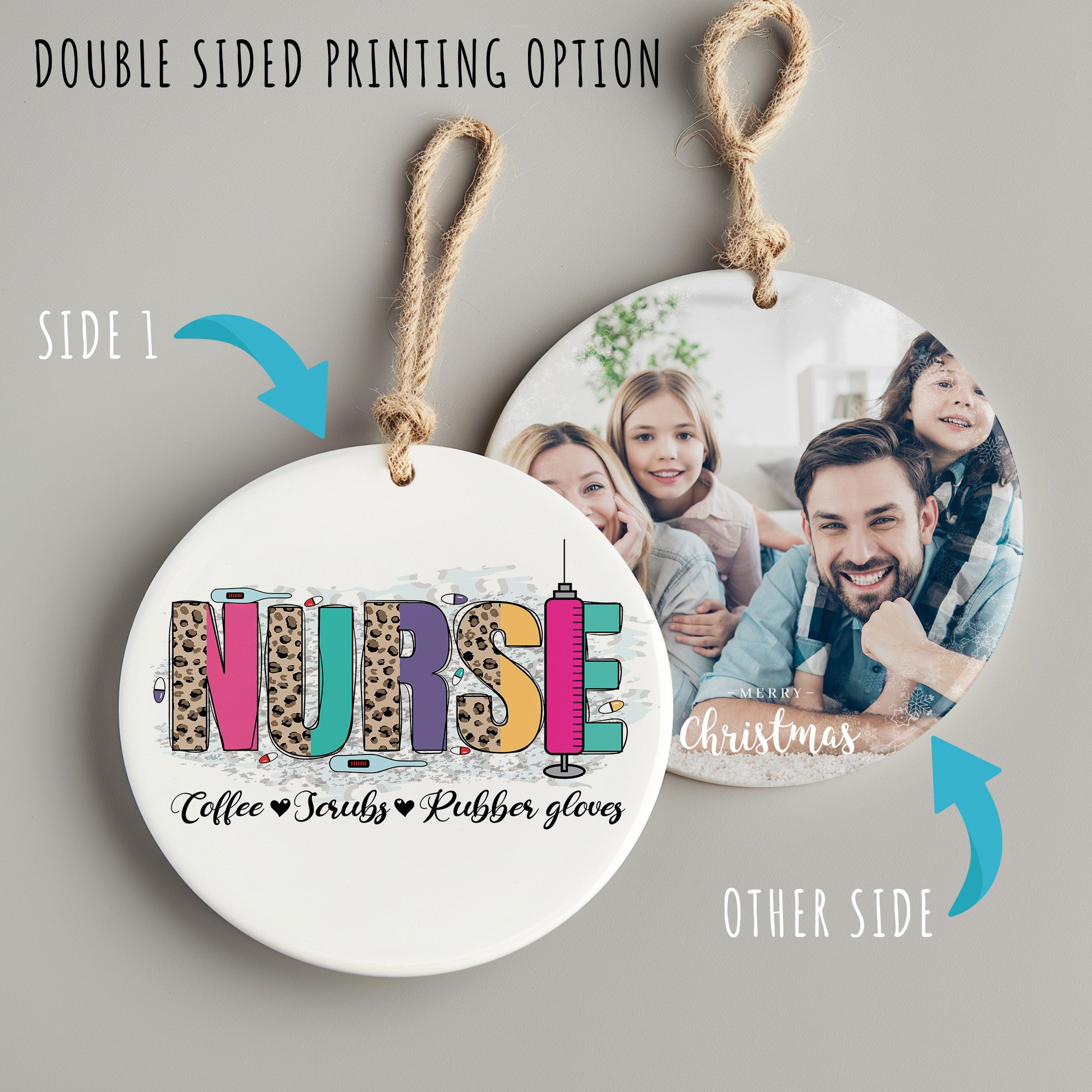 Personalized Nurse Ceramic Ornament - Leopard Print Design, Perfect Gift for Nurses with Customizable Keepsake Details - Image 8