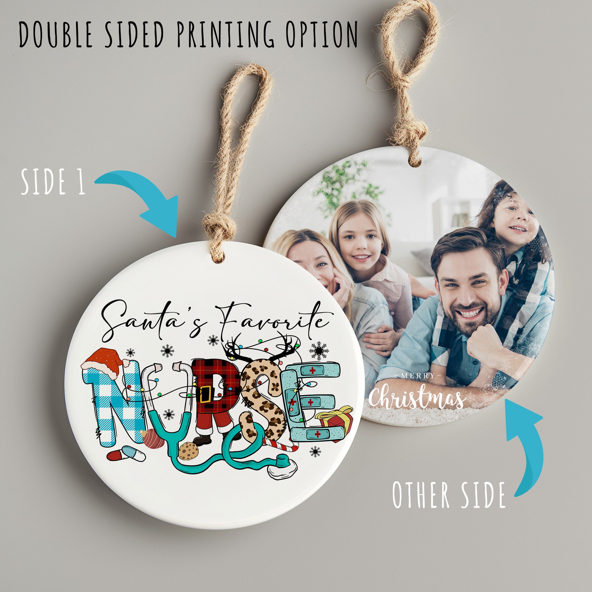 Personalized "Santa's Favorite Nurse" Ceramic Ornament - Festive Holiday Decoration for Nursing Heroes - Image 8