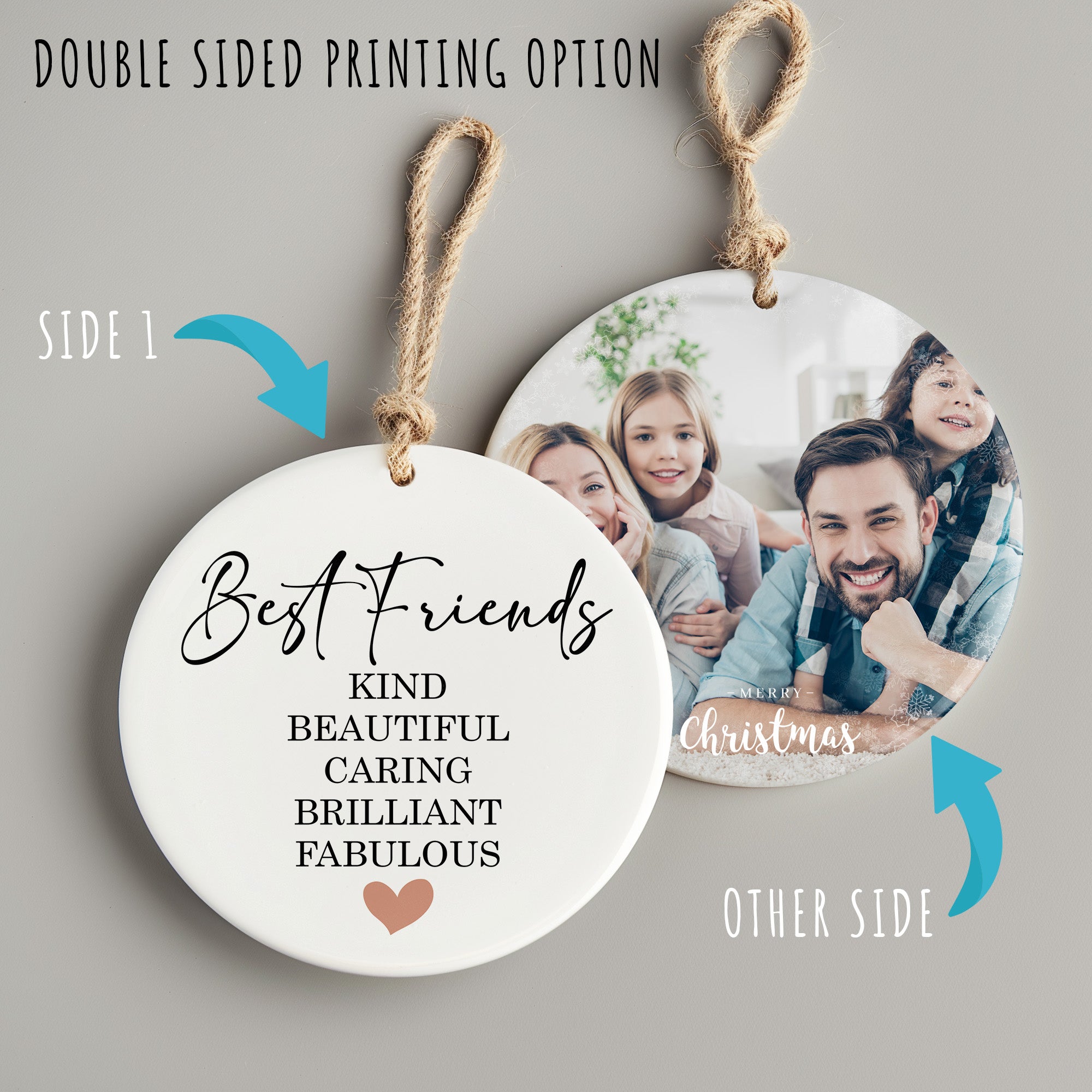 Personalized Best Friends Ceramic Ornament - Elegant Handmade Keepsake with Heartfelt Message, Gift for Friendship Celebrations - Image 8