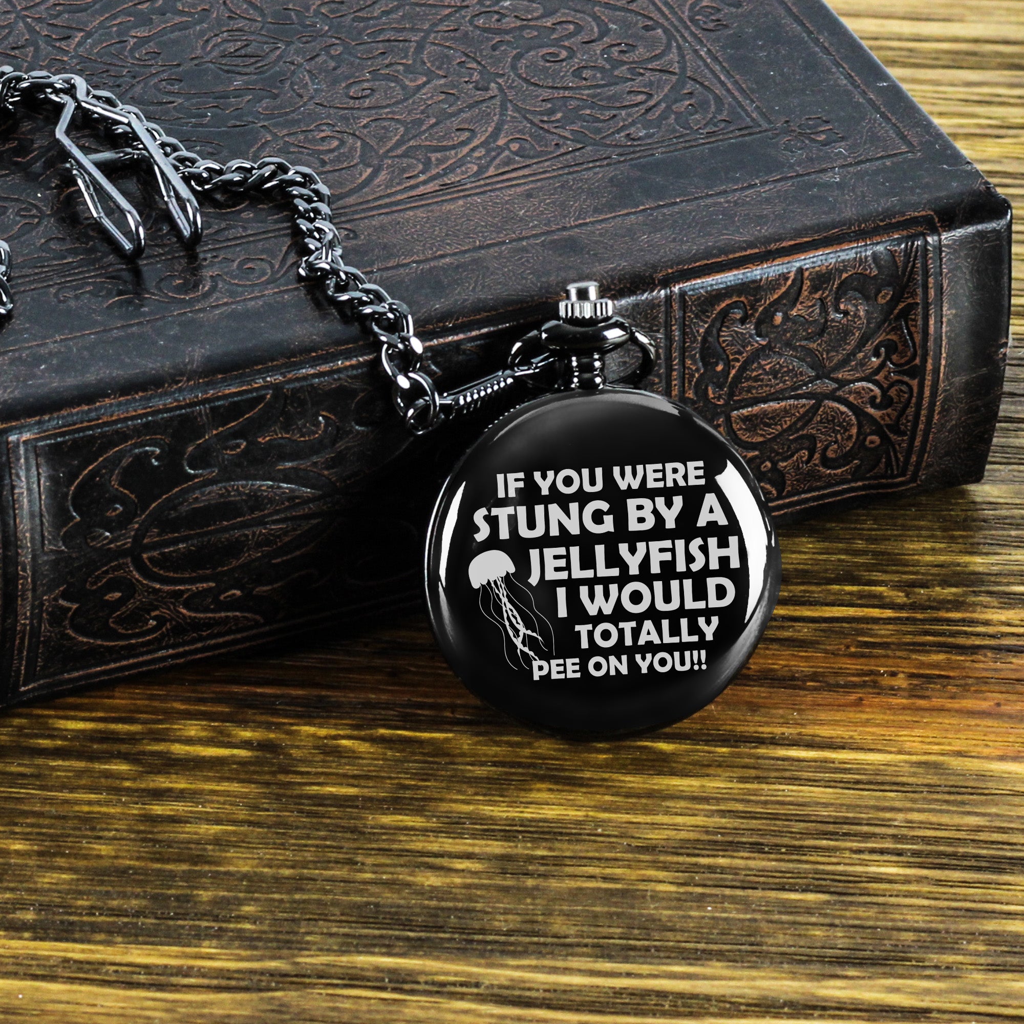 Personalized Pocket Watch with Humorous Jellyfish Quote - Perfect Handmade Gift for Friends - Image 8