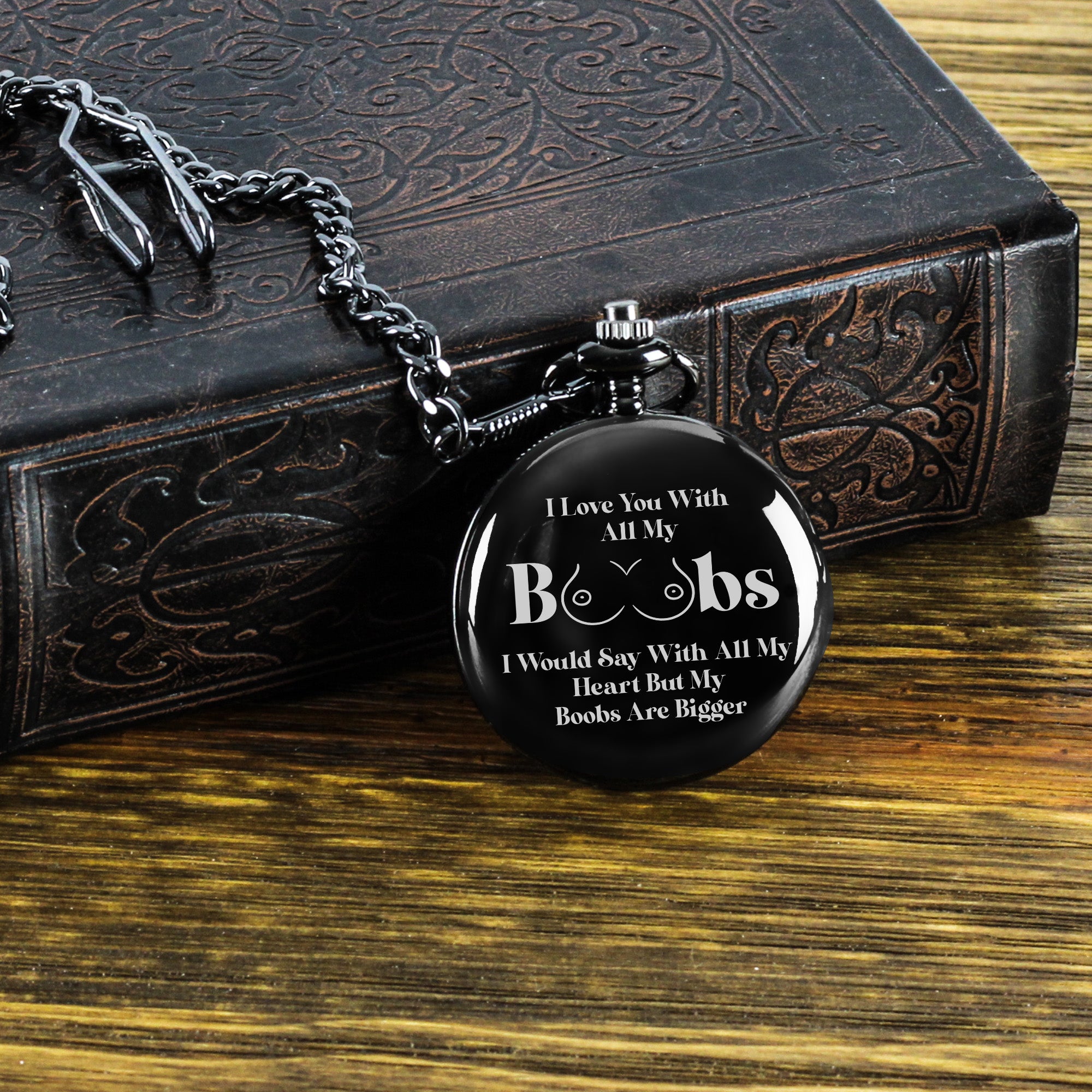 Personalized Engraved Pocket Watch with Humorous Message – Perfect Gift for Wife, Girlfriend, or Best Friend - Image 8