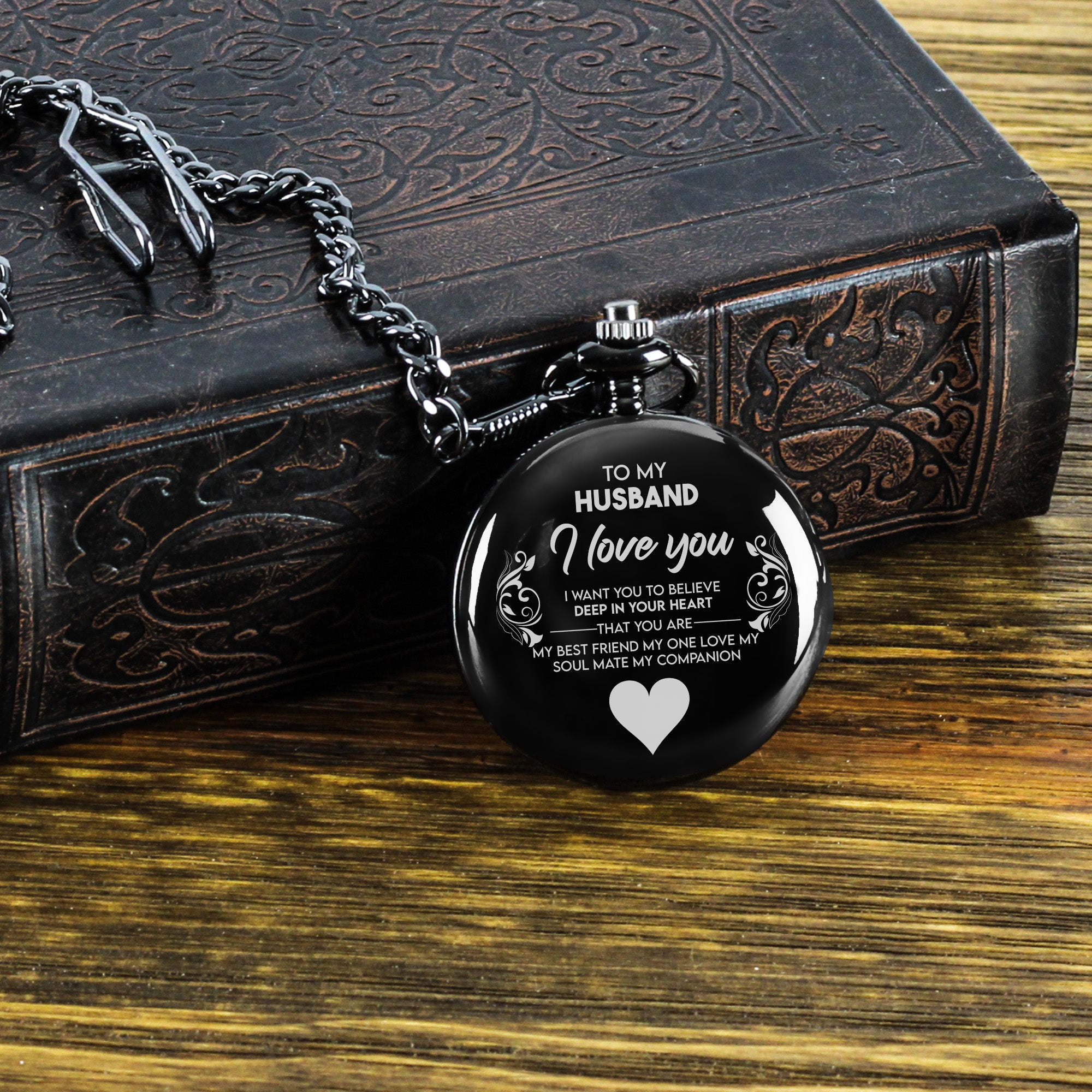 Personalized Engraved Pocket Watch for Husband - Elegant Timepiece with Heartfelt Message, Perfect Romantic Gift for Anniversaries and Special Occasions - Image 8