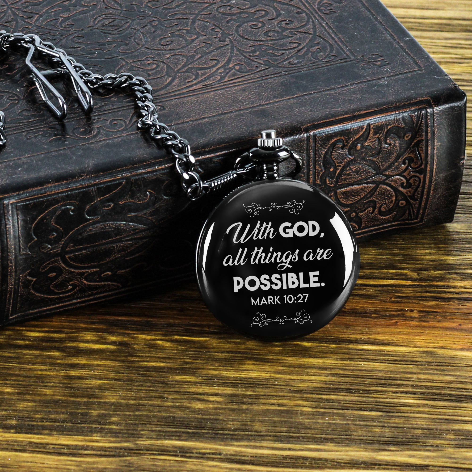 Elegant Personalized Pocket Watch - "With God, All Things Are Possible" - Inspirational Gift for Special Occasions - Image 8