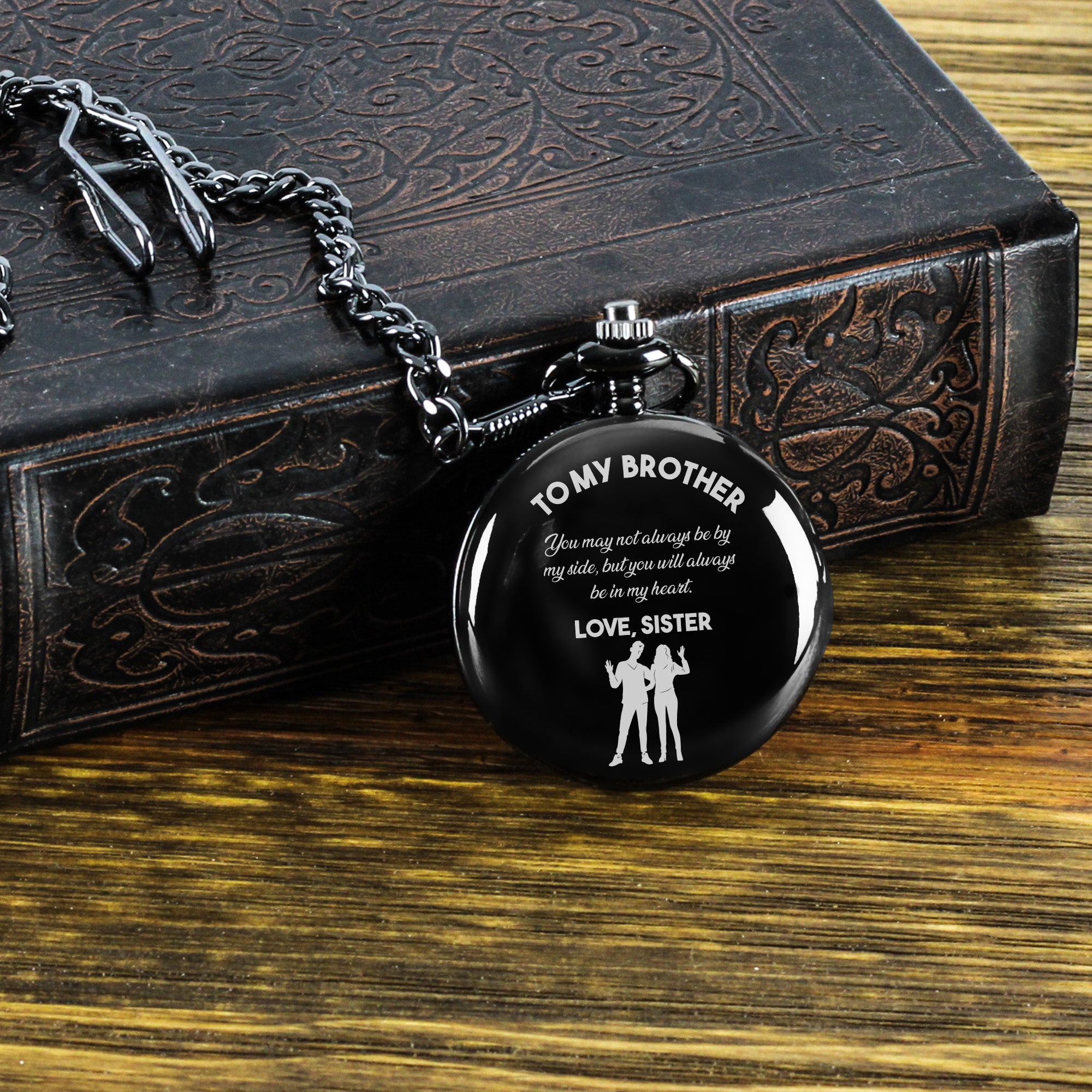 Personalized Engraved Pocket Watch for Brother – Timeless Keepsake Gift from Sister - Image 8