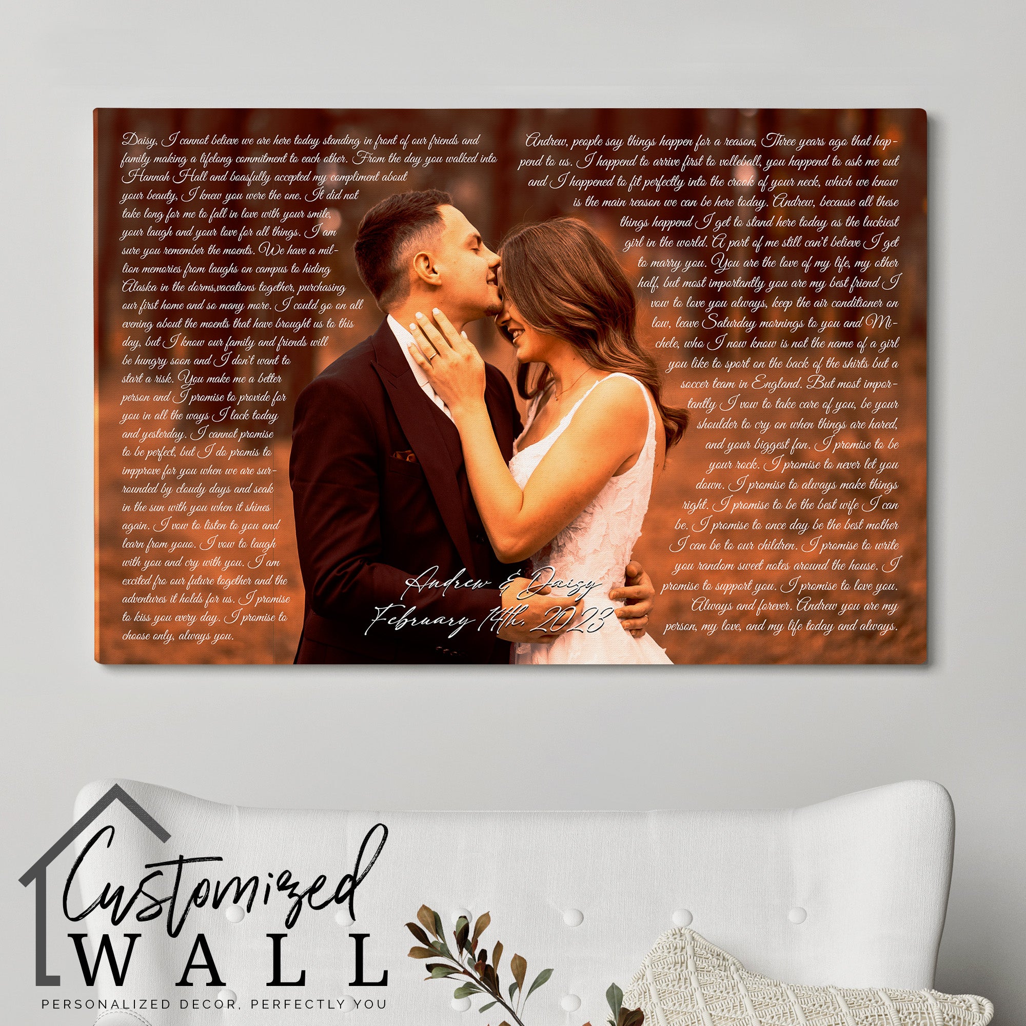 Custom Wrapped Canvas with Romantic Photo and Text for Personalized Wedding or Anniversary Gift – Perfect for Couples, Handmade with Premium Materials - Image 7