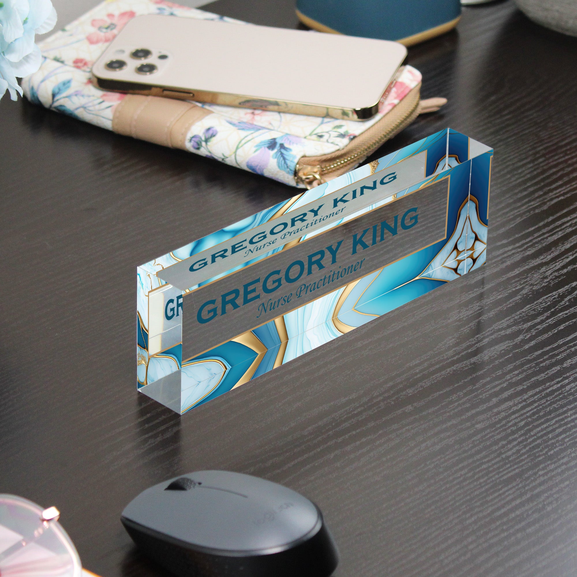 Personalized Acrylic Desk Name Plate - Elegant Crystal Design for Nurse Practitioners - Custom Office Decor Gift - Image 9