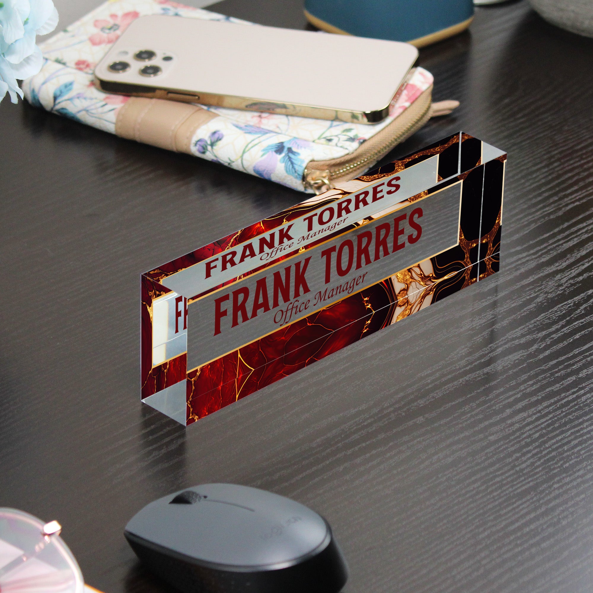 Personalized Office Manager Acrylic Desk Block with Elegant Marble Design - Perfect Custom Gift for Professional Spaces - Image 9