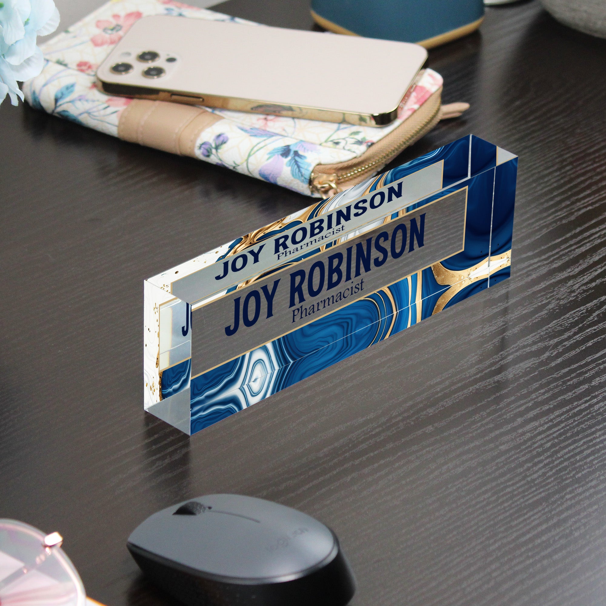 Personalized Acrylic Desk Name Plate - Custom Marbled Design for Professionals, Elegant Gift for Pharmacists and Office Decor - Image 9