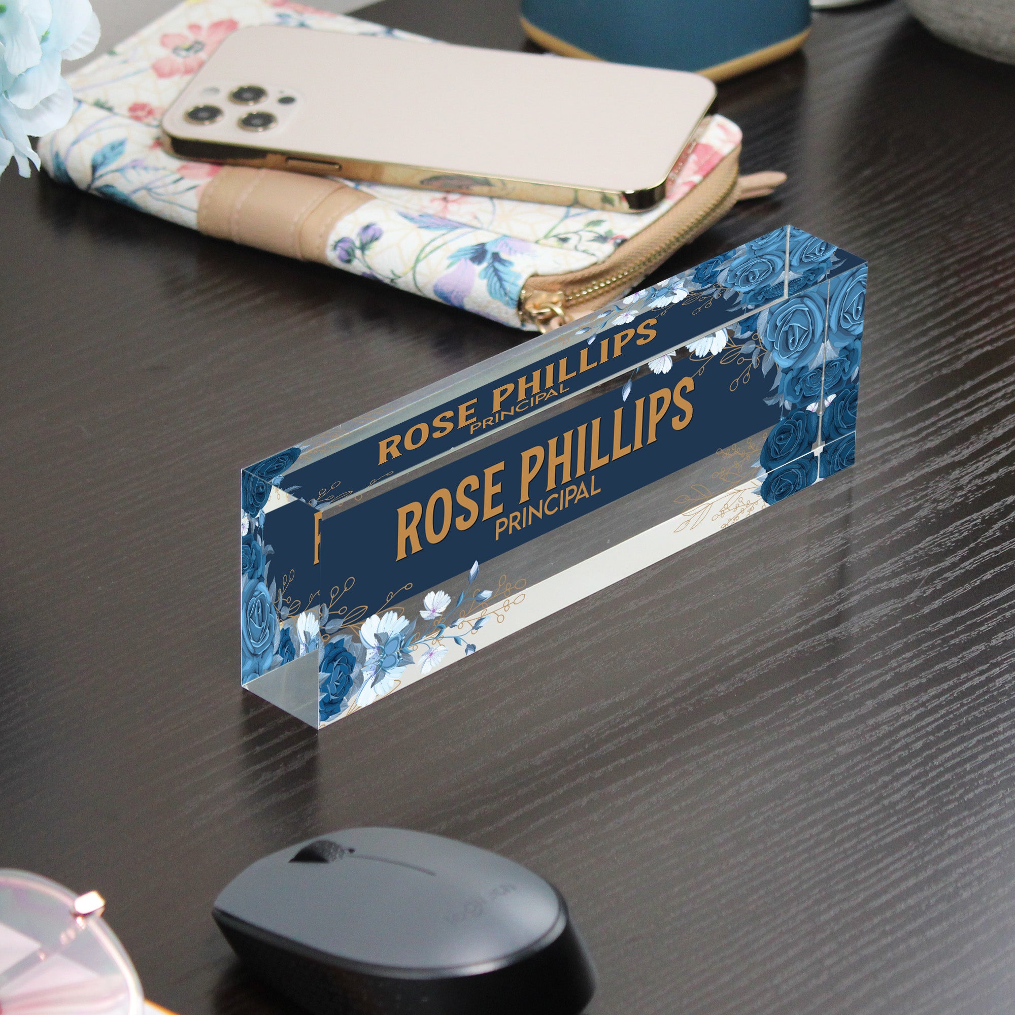 Personalized Acrylic Desk Name Plate - Elegant Floral Design for Office Decor & Unique Gifts - Image 9