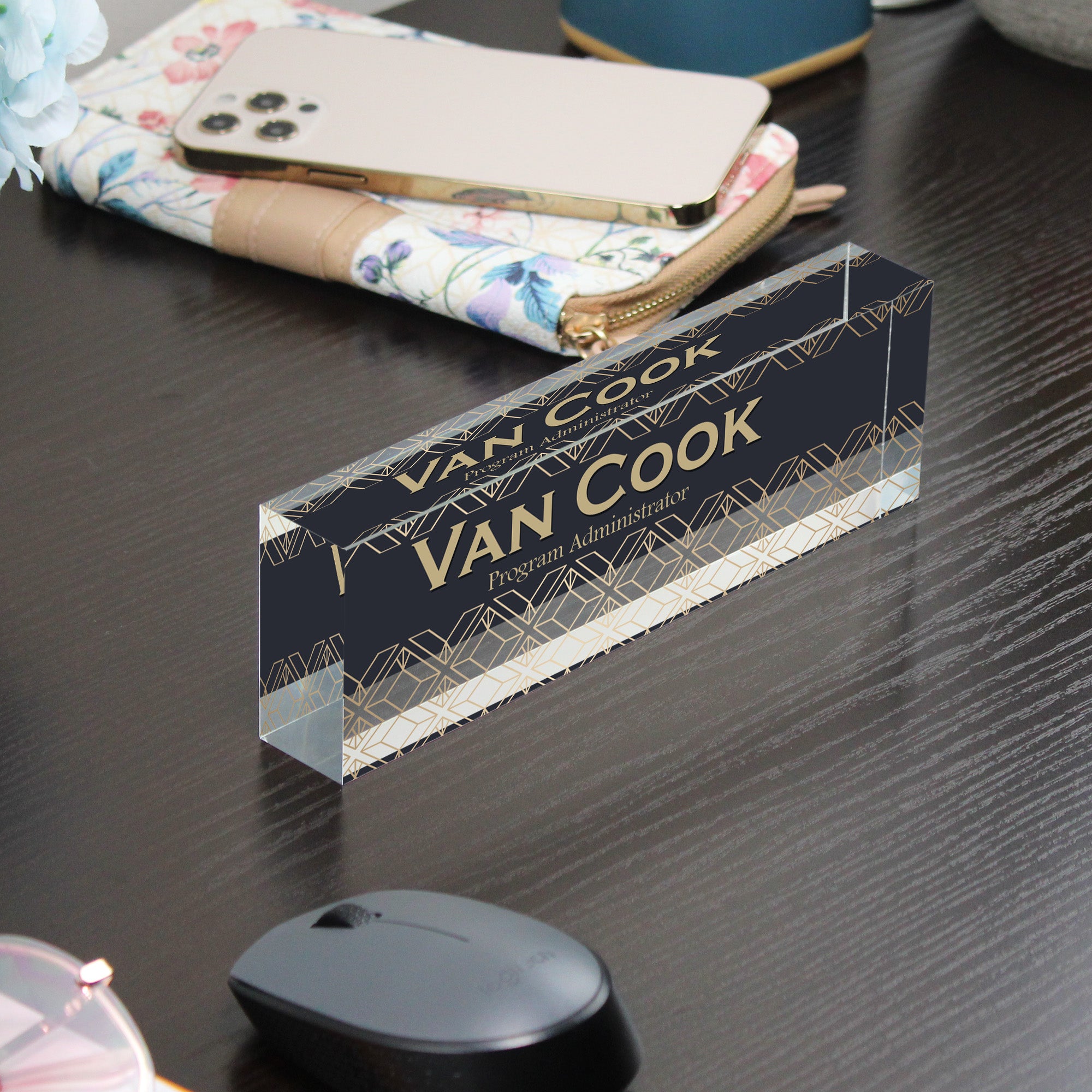 Personalized Art Deco Acrylic Desk Name Block - Custom Engraved Gift for Executives & Professionals - Image 9