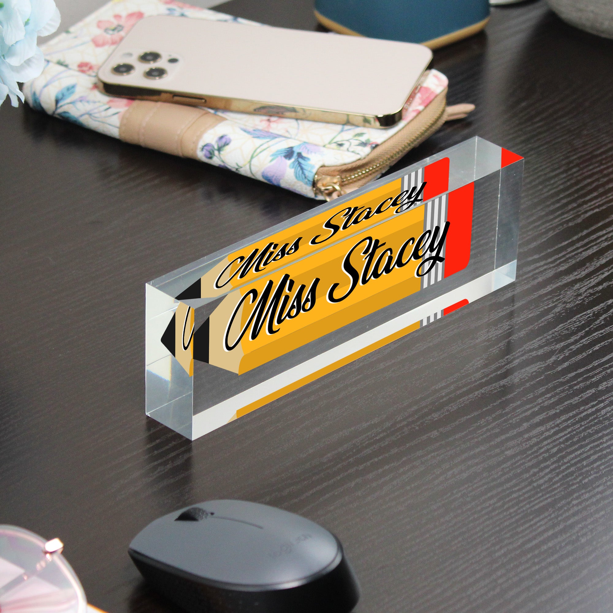 Personalized Teacher Acrylic Desk Block Nameplate - Custom Pencil Design - Perfect Gift for Educators, Teachers, and Mentors - Image 9