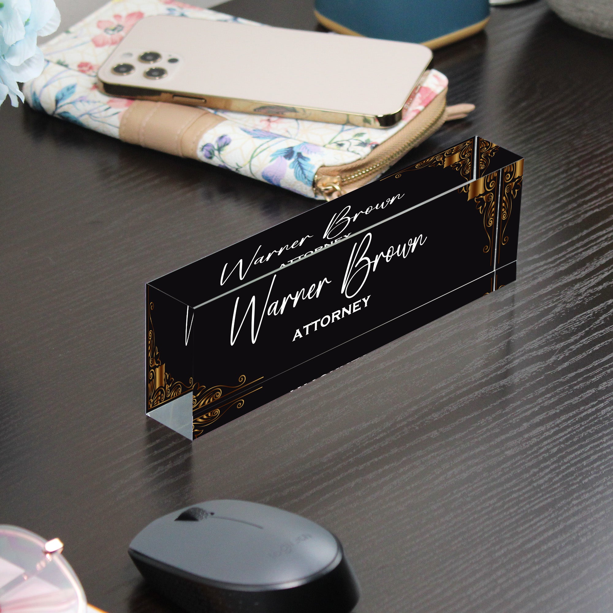 Personalized Elegant Acrylic Desk Block Name Plate for Attorneys – Customizable Office Decor Gift - Image 9