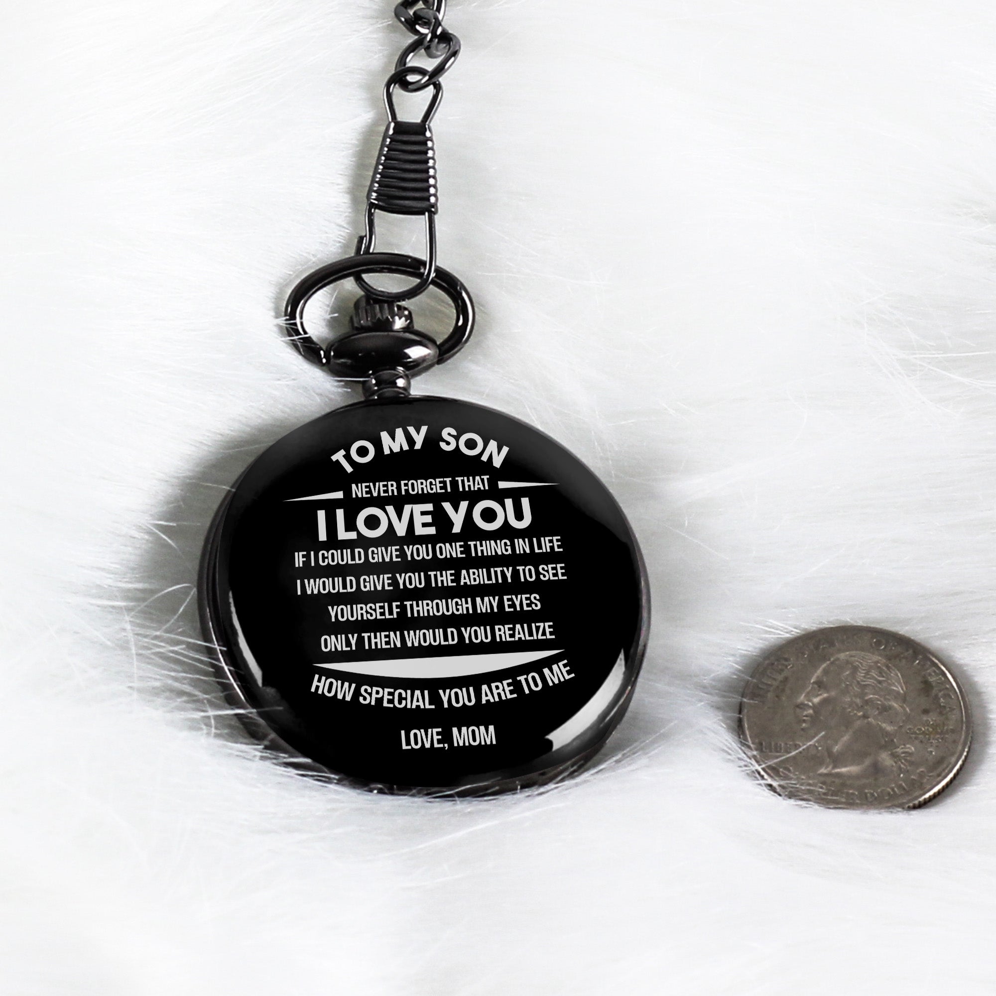 Custom Engraved Pocket Watch for Son - Timeless Keepsake Gift from Mom with Heartfelt Message - Image 9