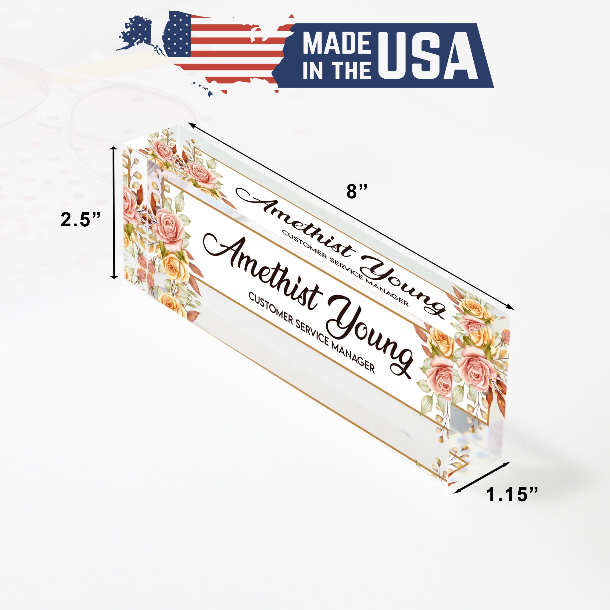Personalized Floral Acrylic Desk Nameplate - Elegant Custom Gift for Office Decor, Moms, and Customer Service Managers - Image 10