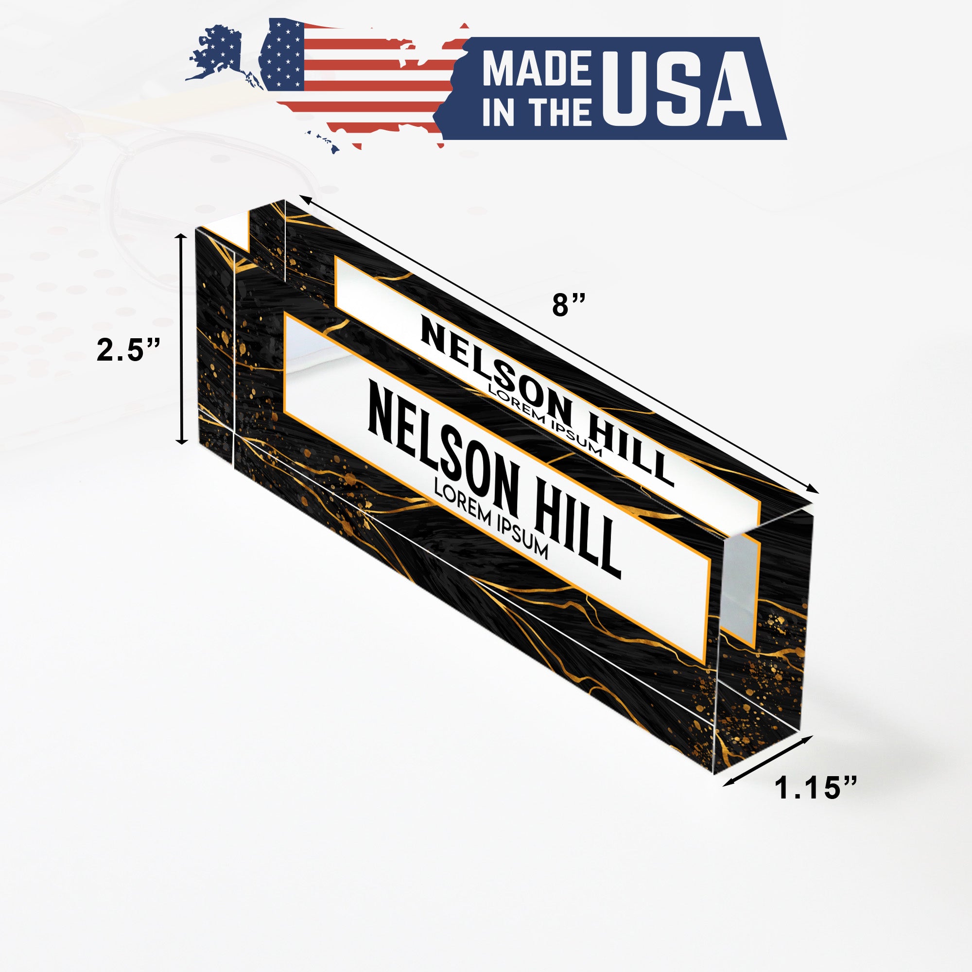 Personalized Marble Acrylic Desk Block - Luxurious Black and Gold Nameplate, Perfect Custom Gift for Offices, Birthdays, and Special Occasions - Image 10