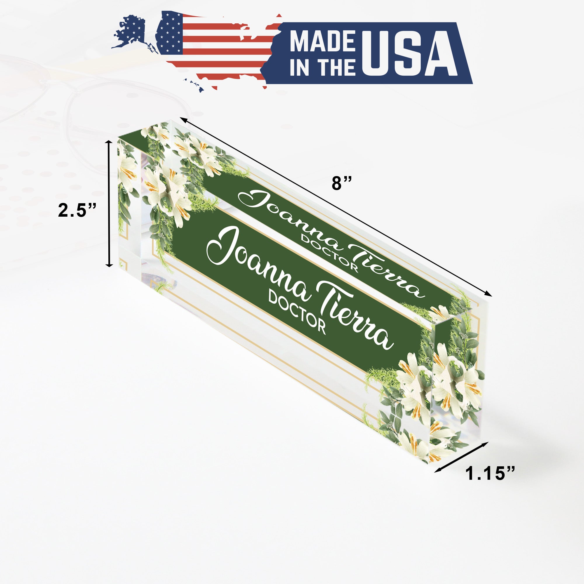 Personalized Acrylic Desk Name Plate with Floral Accents - Customizable Office Decor for Doctors and Professionals - Image 10