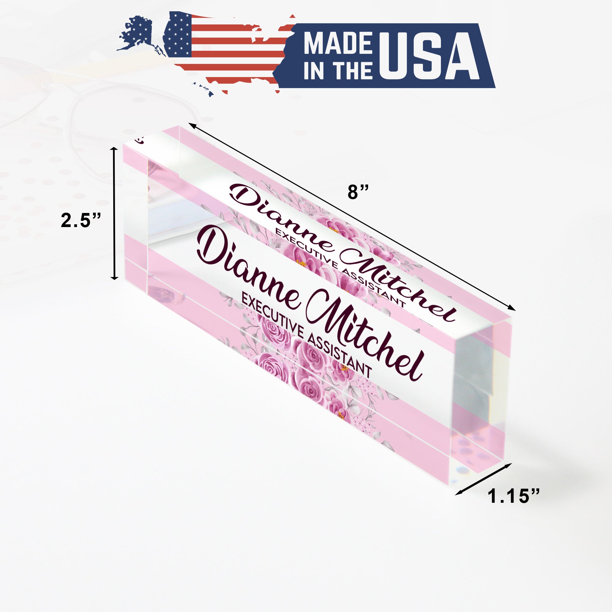 Personalized Executive Assistant Acrylic Desk Block - Elegant Floral Design for Custom Office Decor and Unique Gift Giving - Image 10