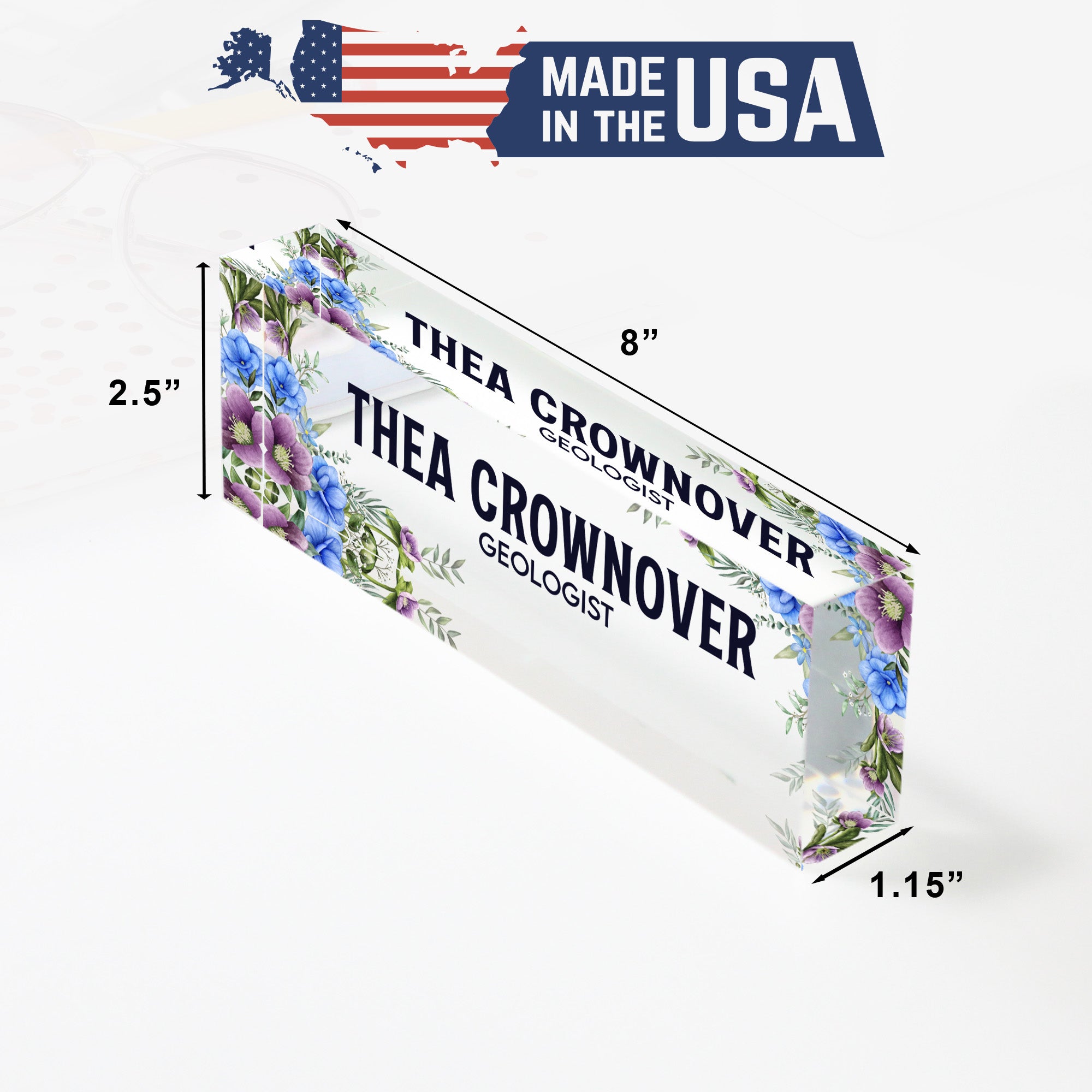 Personalized Floral Acrylic Desk Name Block - Custom Office Decor & Unique Gift for Professionals - Image 10