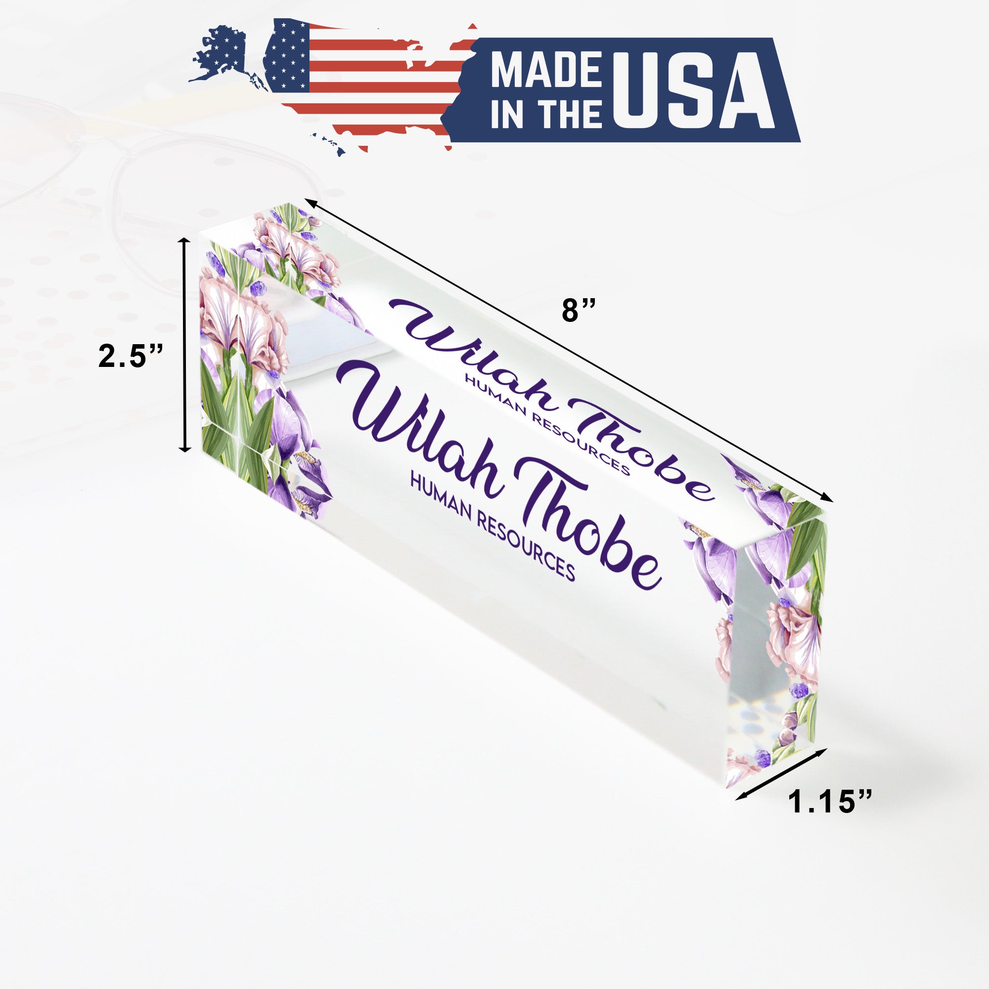 Personalized Floral Acrylic Desk Name Block - Custom Handcrafted Office Decor for HR Professionals - Image 10