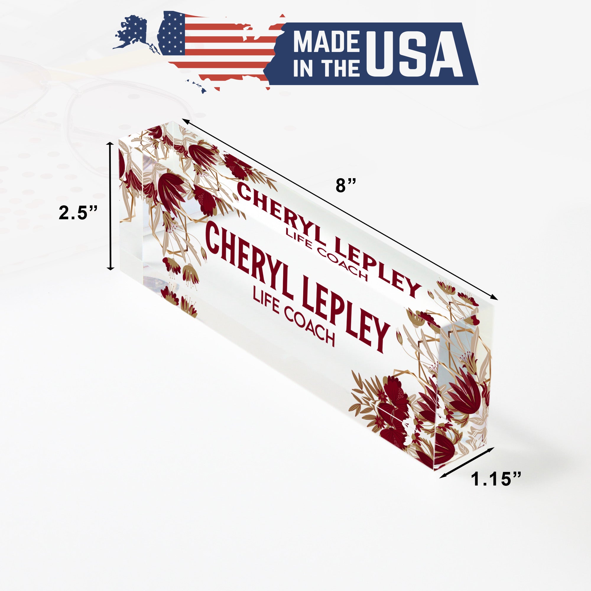 Personalized Floral Acrylic Desk Name Plate - Custom Life Coach Gift, Elegant Office Decor - Image 10