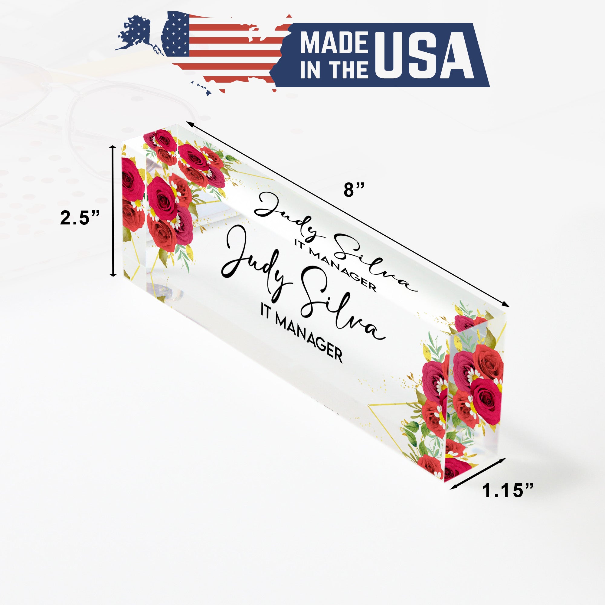 Personalized Acrylic Desk Name Plate with Floral Design - Customizable Office Decor for IT Managers, Perfect Gift for Bosses or Coworkers - Image 10