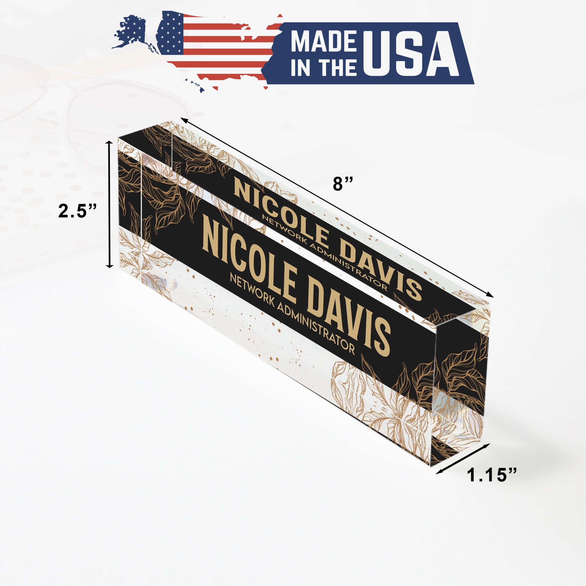 Personalized Acrylic Desk Name Block - Elegant Floral Design for Network Administrators - Image 10