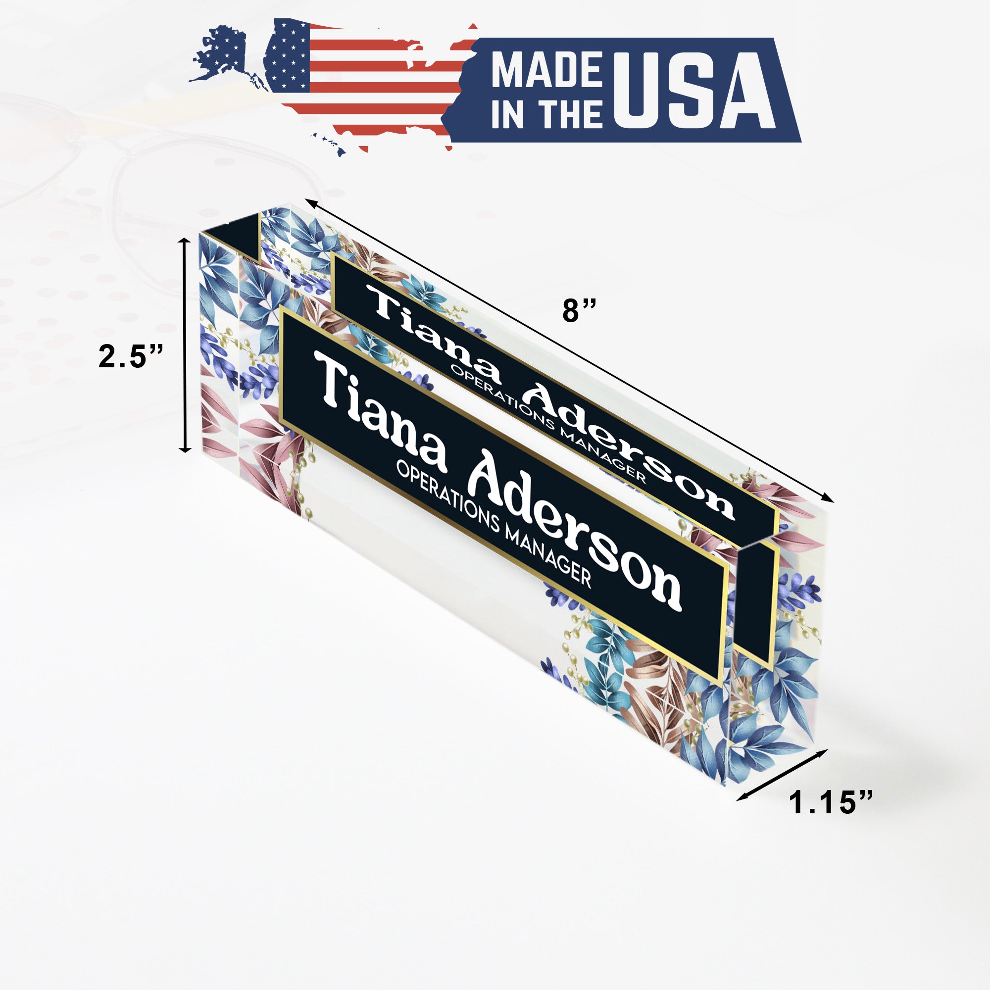 Personalized Floral Acrylic Desk Name Block - Customizable Office Decor for Stylish Professionals - Image 10