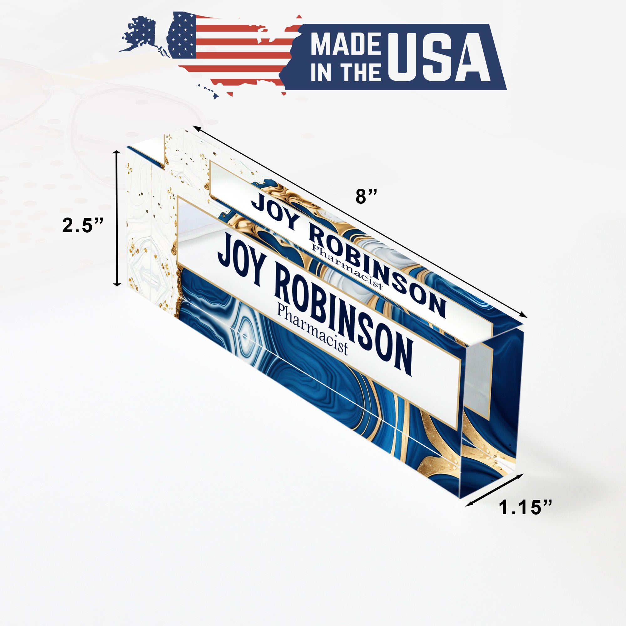 Personalized Acrylic Desk Name Plate - Custom Marbled Design for Professionals, Elegant Gift for Pharmacists and Office Decor - Image 10