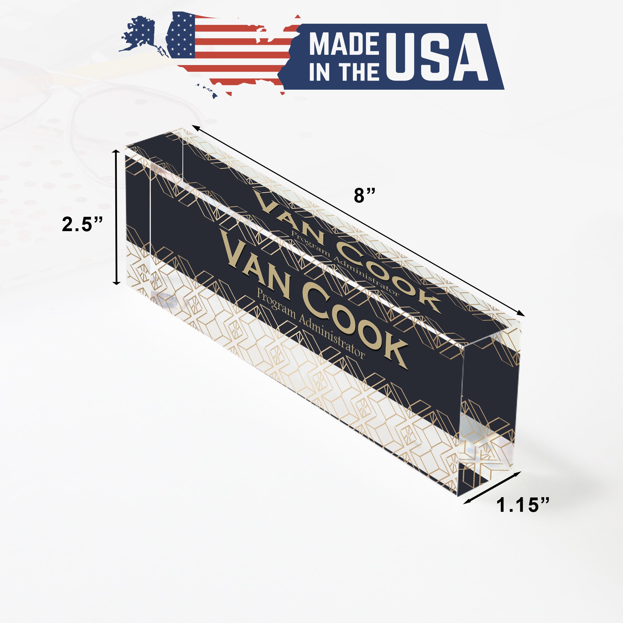 Personalized Art Deco Acrylic Desk Name Block - Custom Engraved Gift for Executives & Professionals - Image 10