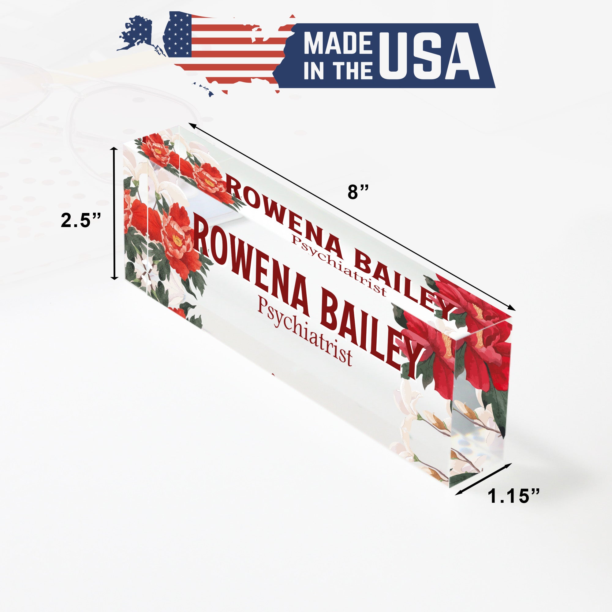 Personalized Acrylic Desk Name Block with Floral Design – Perfect Custom Gift for Psychiatrists and Professionals - Image 10