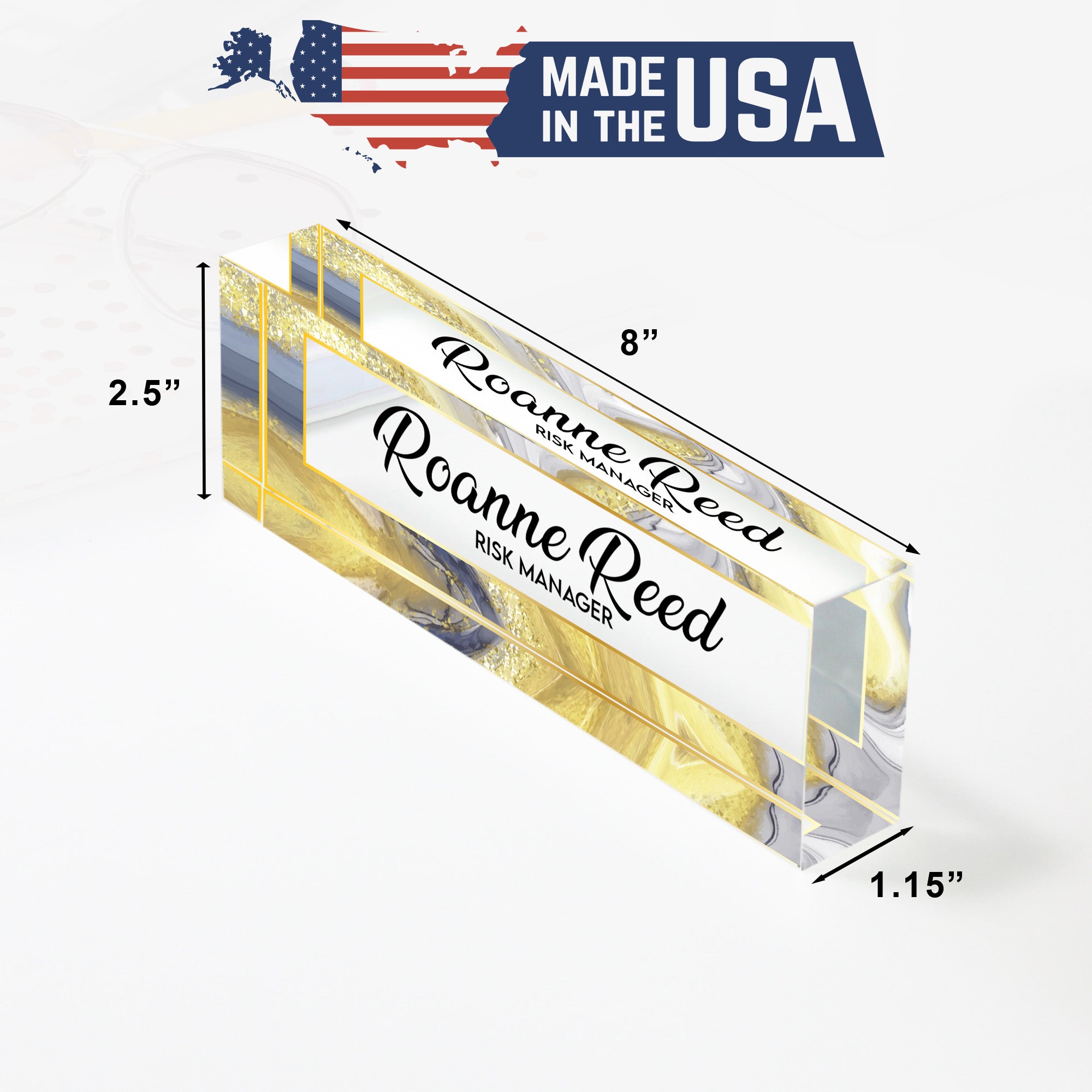 Personalized Acrylic Desk Name Plate - Elegant Gold Marbled Design for Risk Managers - Custom Office Decor & Gift - Image 10