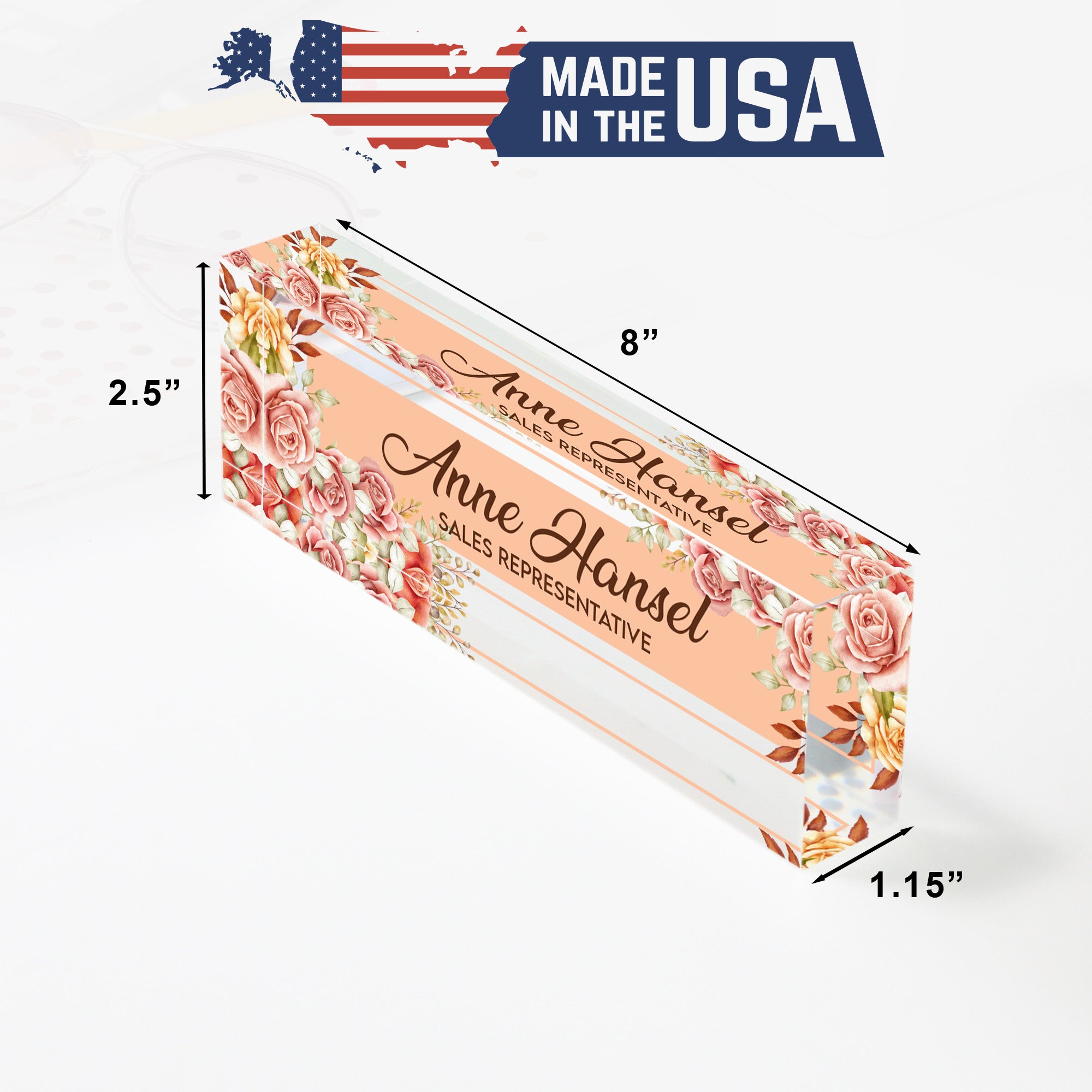 Personalized Floral Acrylic Desk Name Plate - Custom Office Decor and Unique Gift for Sales Representatives - Image 10